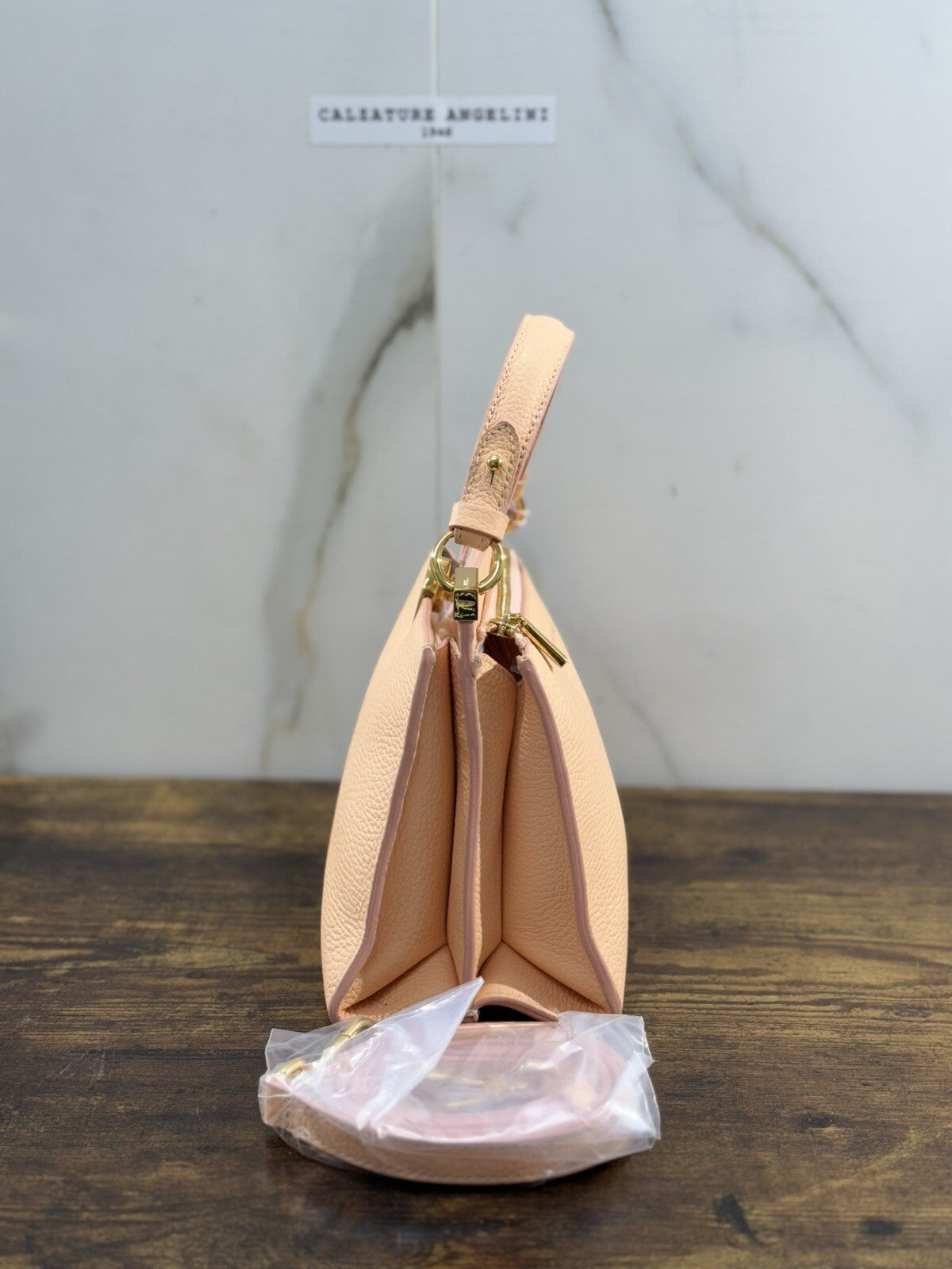 Coccinelle Borsa Donna A Mano Con Tracolla Salmone 100% Pelle 