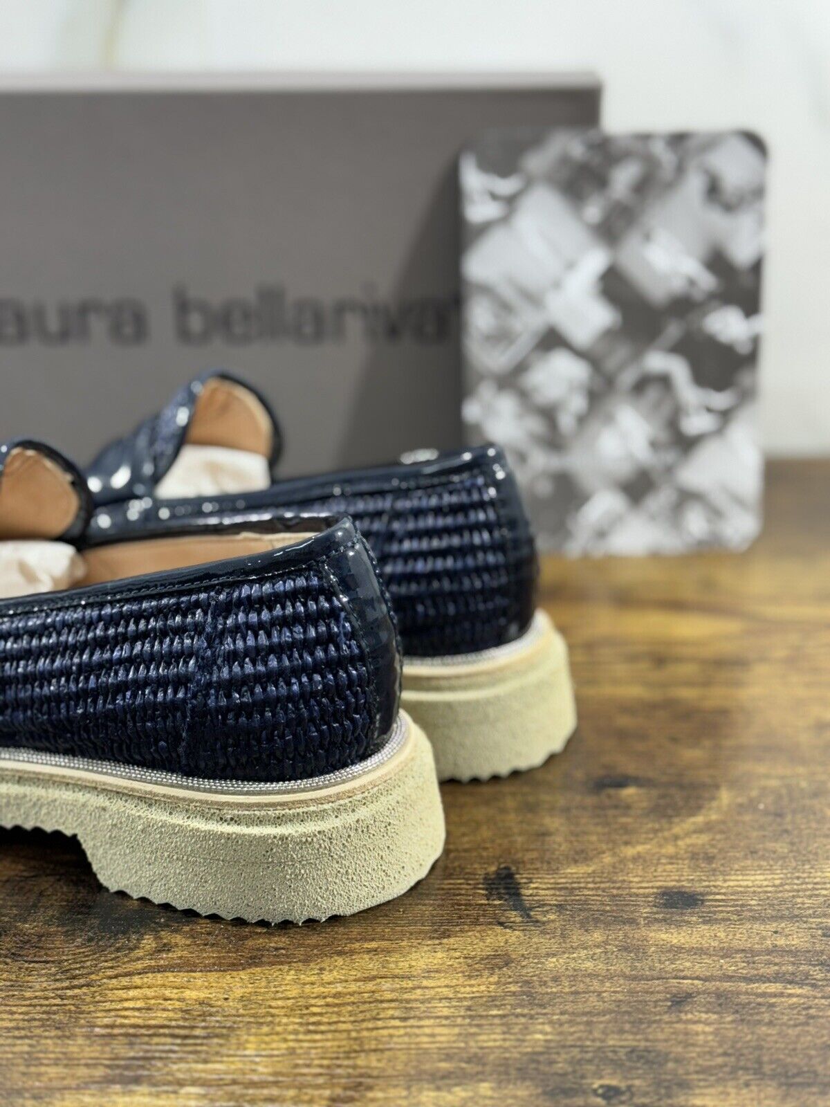 Laura Bellariva Mocassino Donna Blu Pelle E Raffia Extra light 35