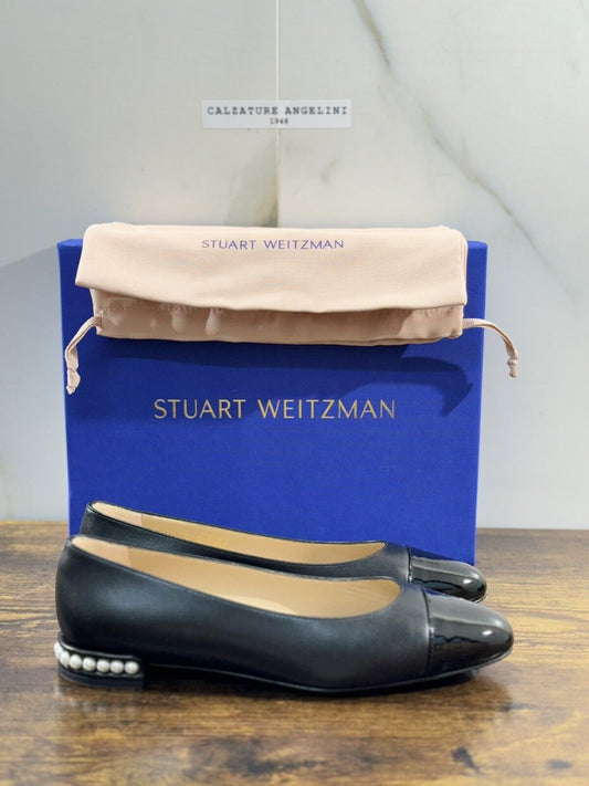 stuart weitzman Pearl Flat Nera Pelle  Luxury Woman Shoes Ballerina 38