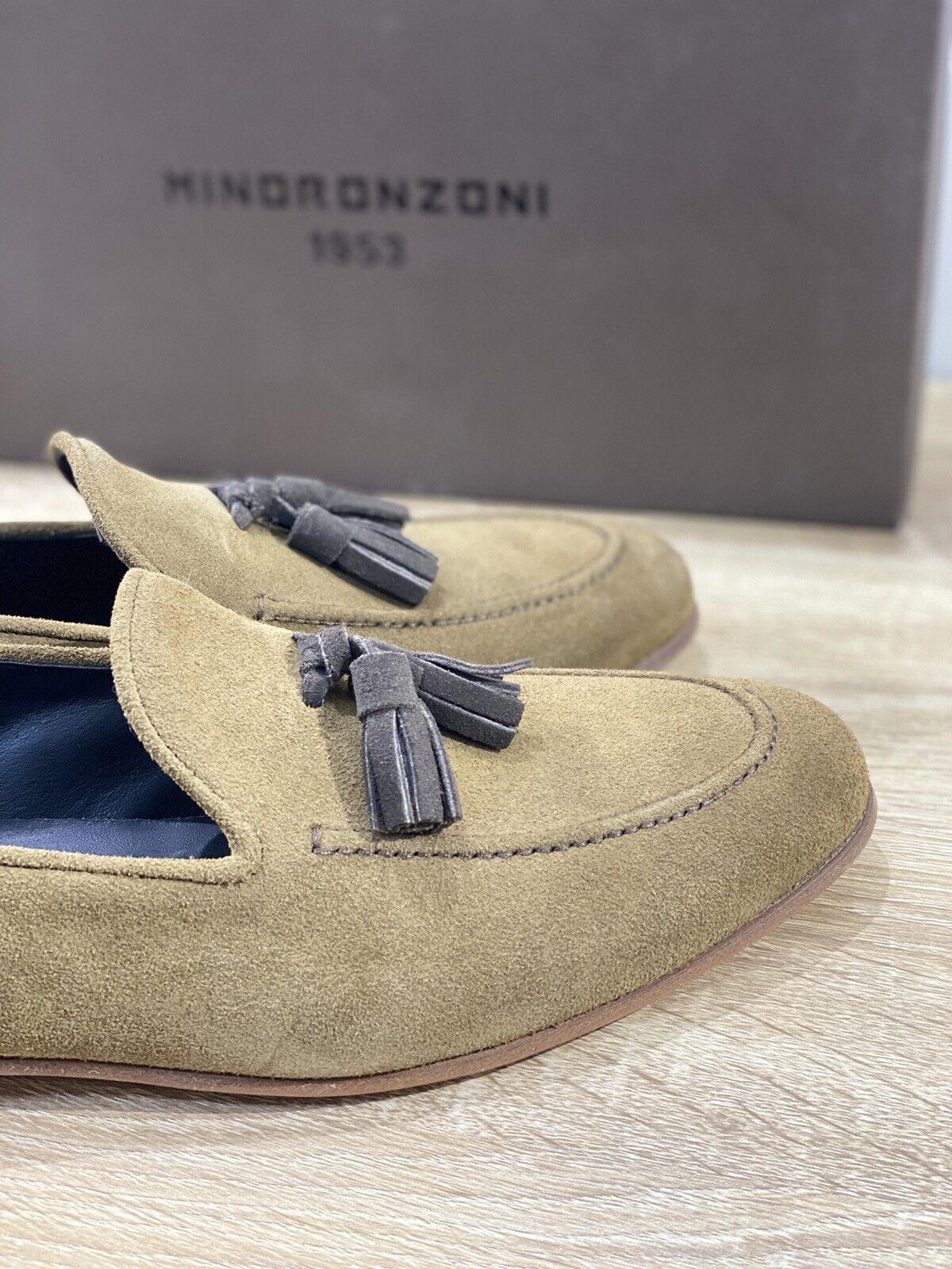 Minoronzoni 1953 mocassino tassel uomo suede safari luxury made in italy 41