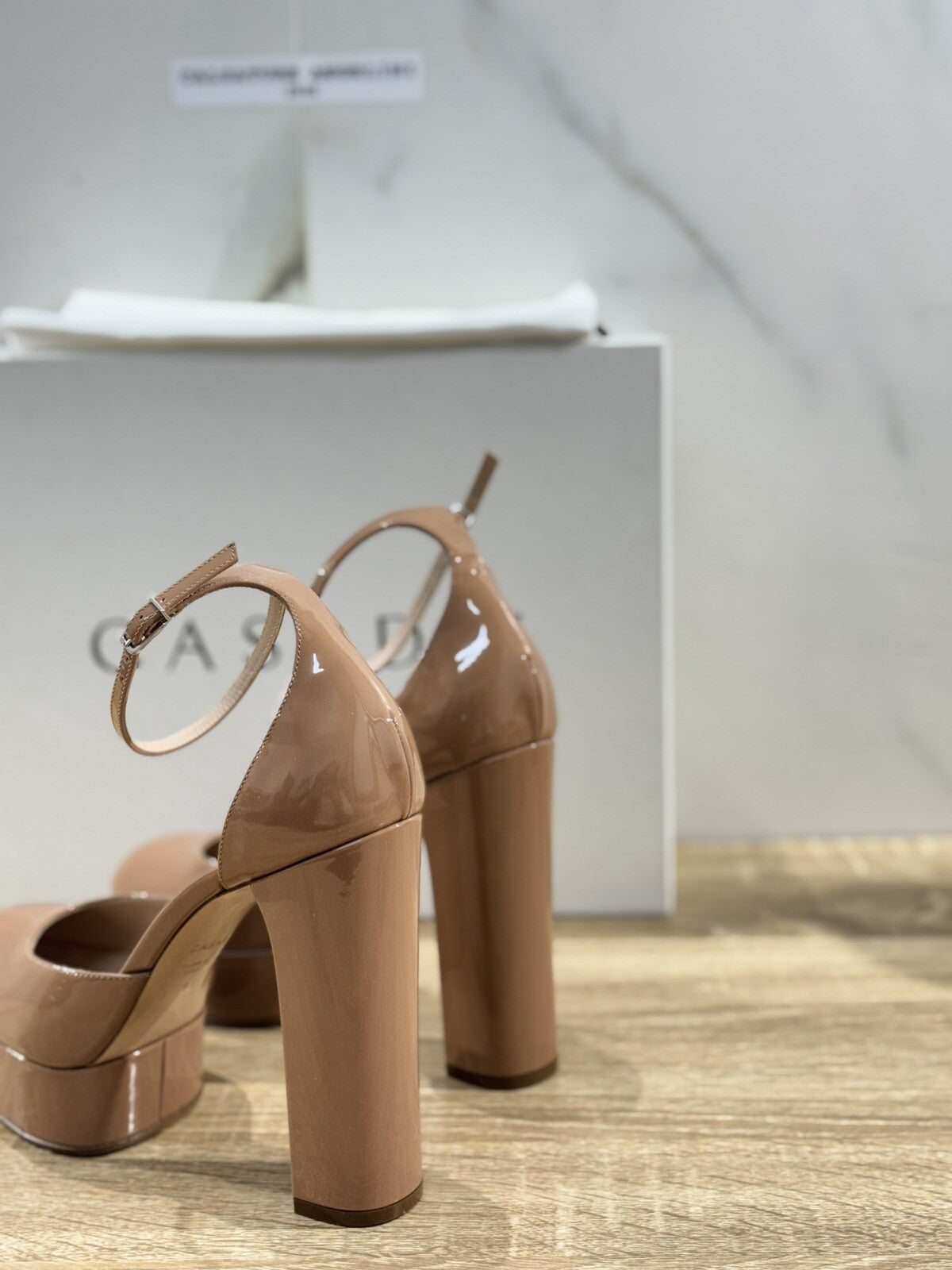Casadei Betty Decollete’ Plateau Pelle Vernice Caramello Luxury Casadei 38
