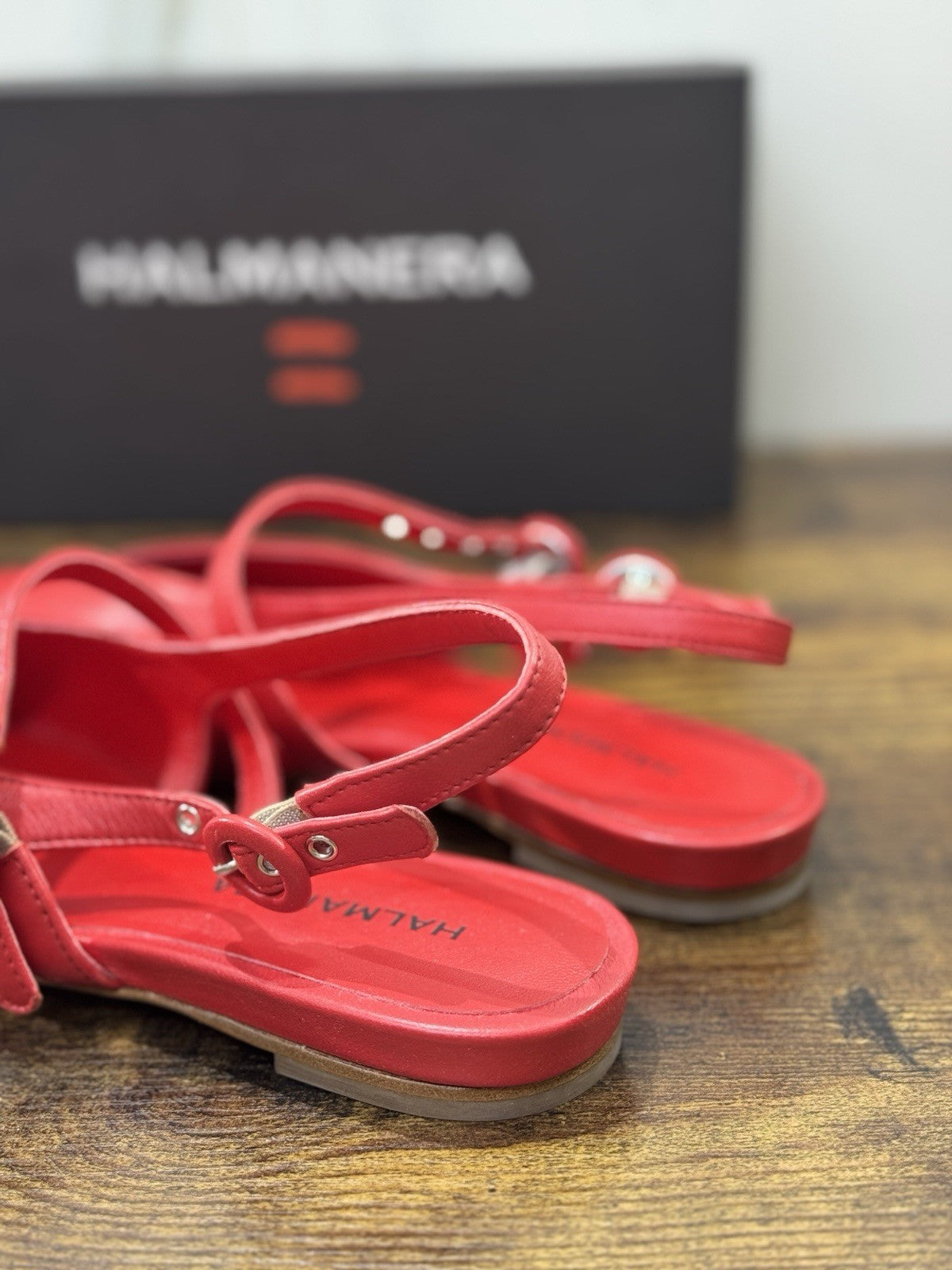 Halmanera Sling Back Pelle Rossa Top Quality Donna 38