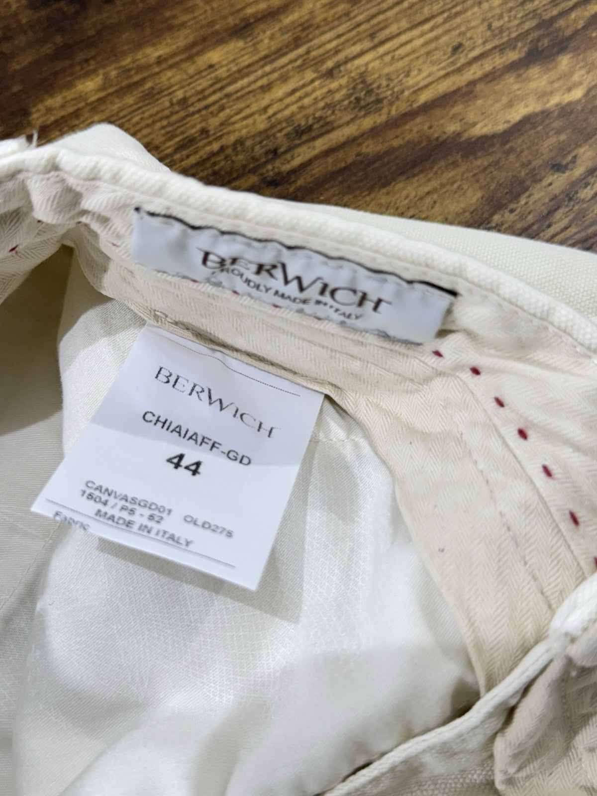 Berwich Pantalone Cotone E Lino Chiaia Avorio Made in Italy  Uomo 44