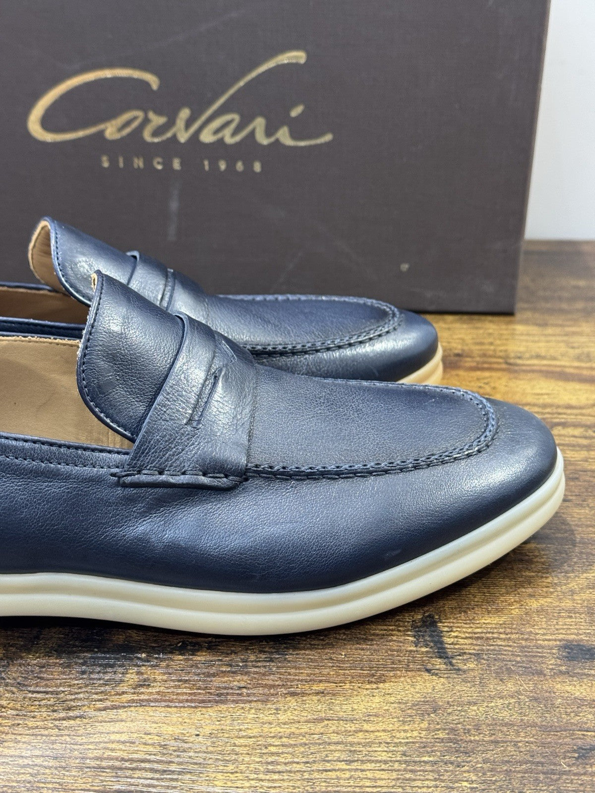 Corvari Scarpa Uomo Mocassino Summer Walk Pelle Blu  Casual Corvari Uomo 41.5
