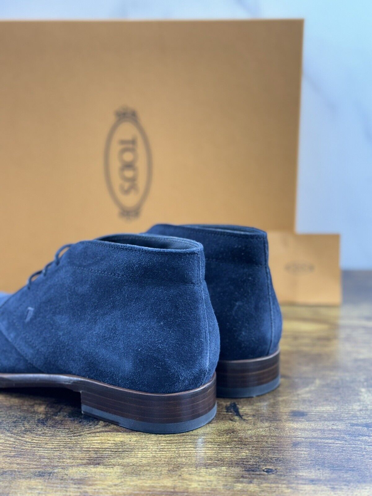 Tod’s Polacco Casual Suede  Pelle Blu Luxury Tod’s Boot Men 41.5