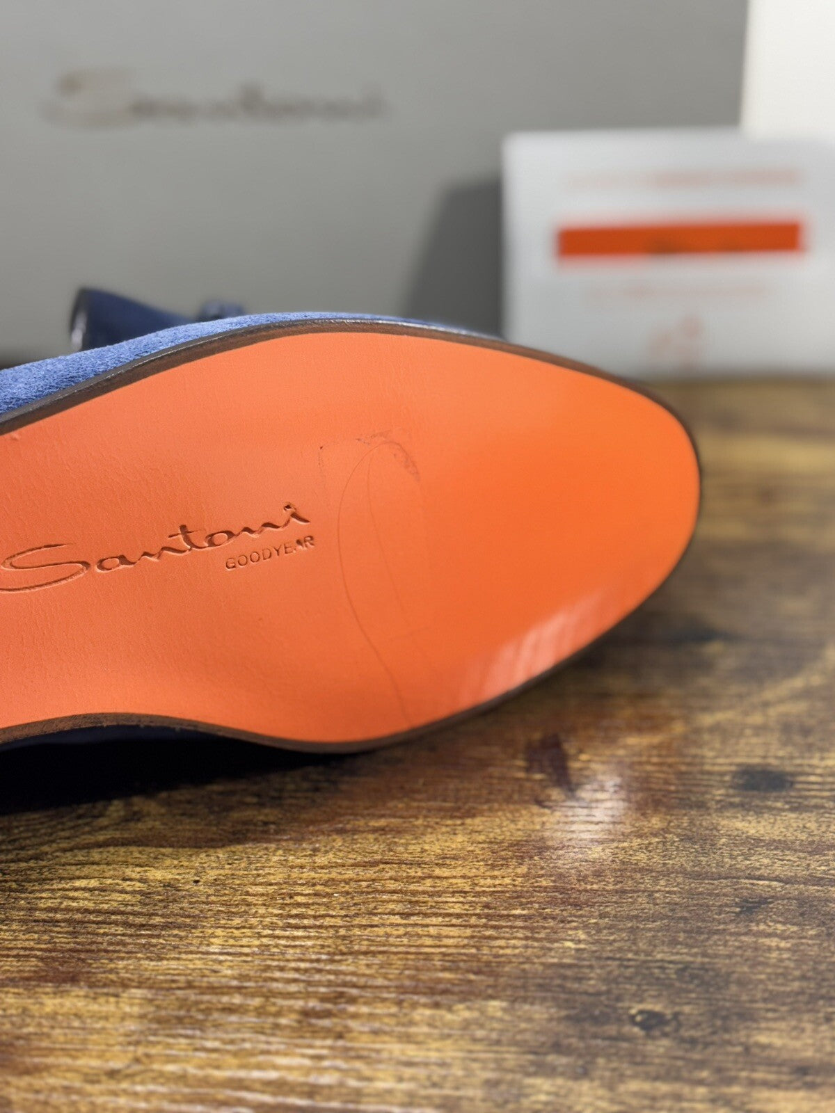Santoni Scarpa Uomo Mocassino   Pelle  SuedeBlu Luxury Men Santoni Goodyear 43