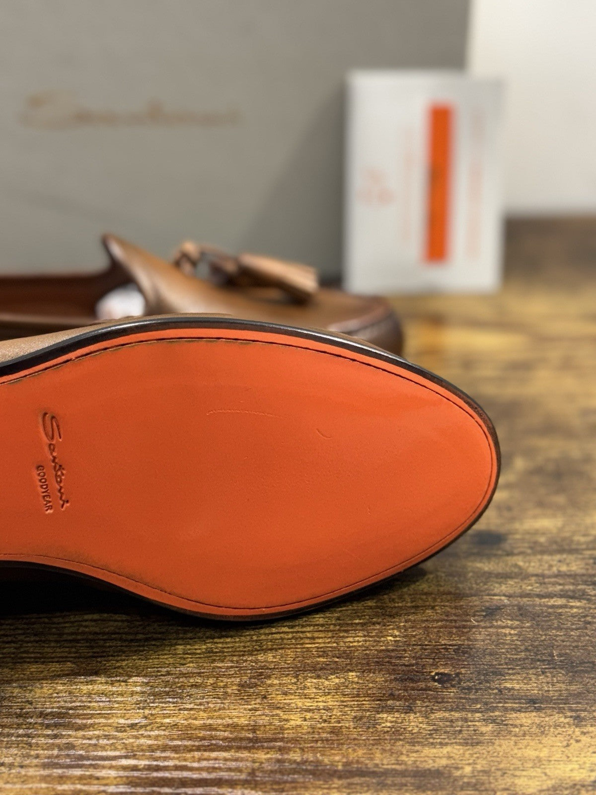 Santoni Mocassino Nappine Pelle Cuoio  Luxury Men Shoes Goodyear  Uomo 40.5