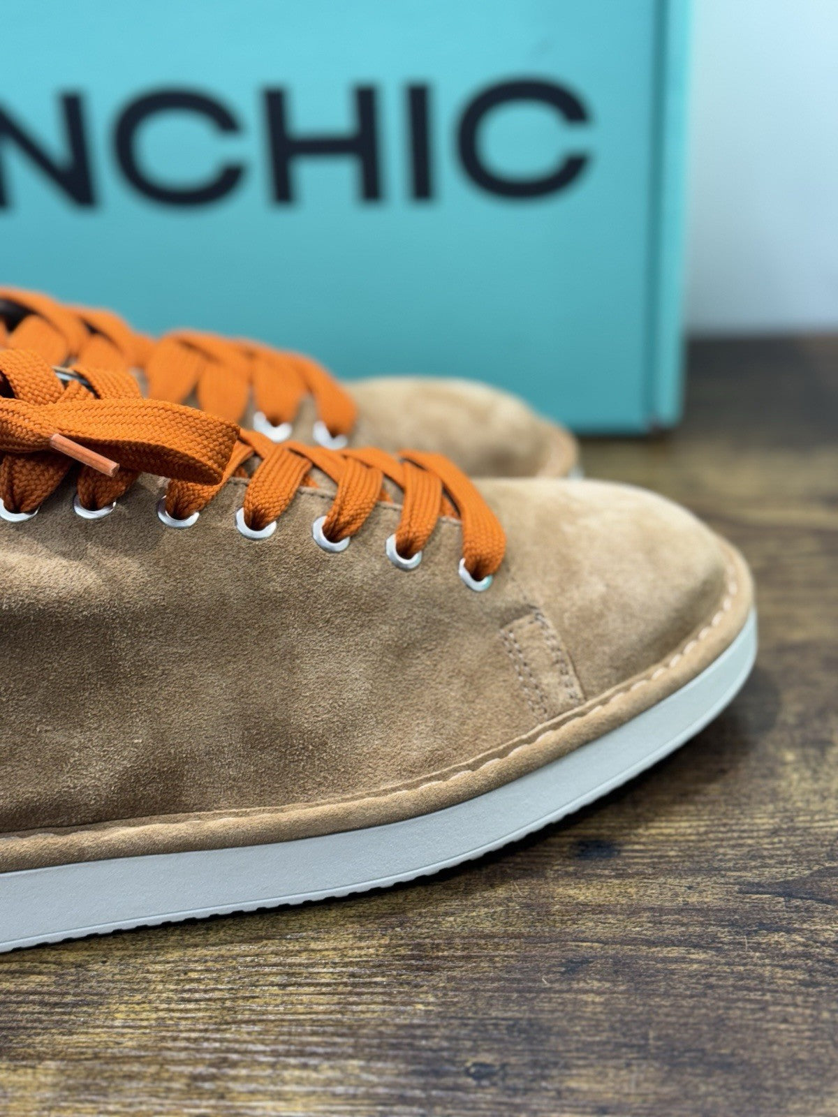 Panchic Lace Up Scarpa Suede Cuoio  Casual Uomo 45