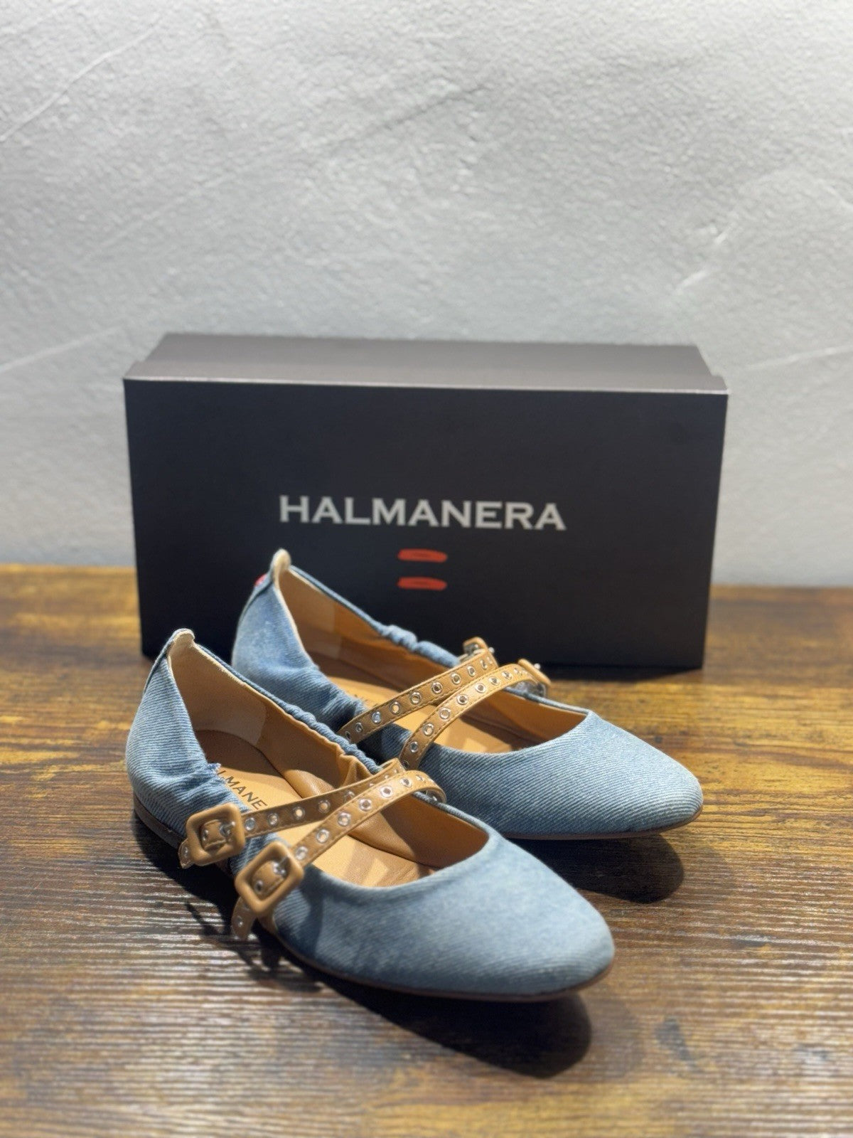 Halmanera Ballerina In Denim E Cuoio Casual Scarpa Donna 40