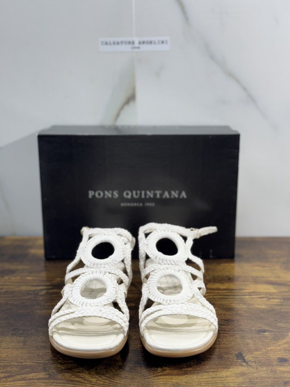 Pons Quintana Sandalo Donna Tina Pelle Bianco     Handmade    39