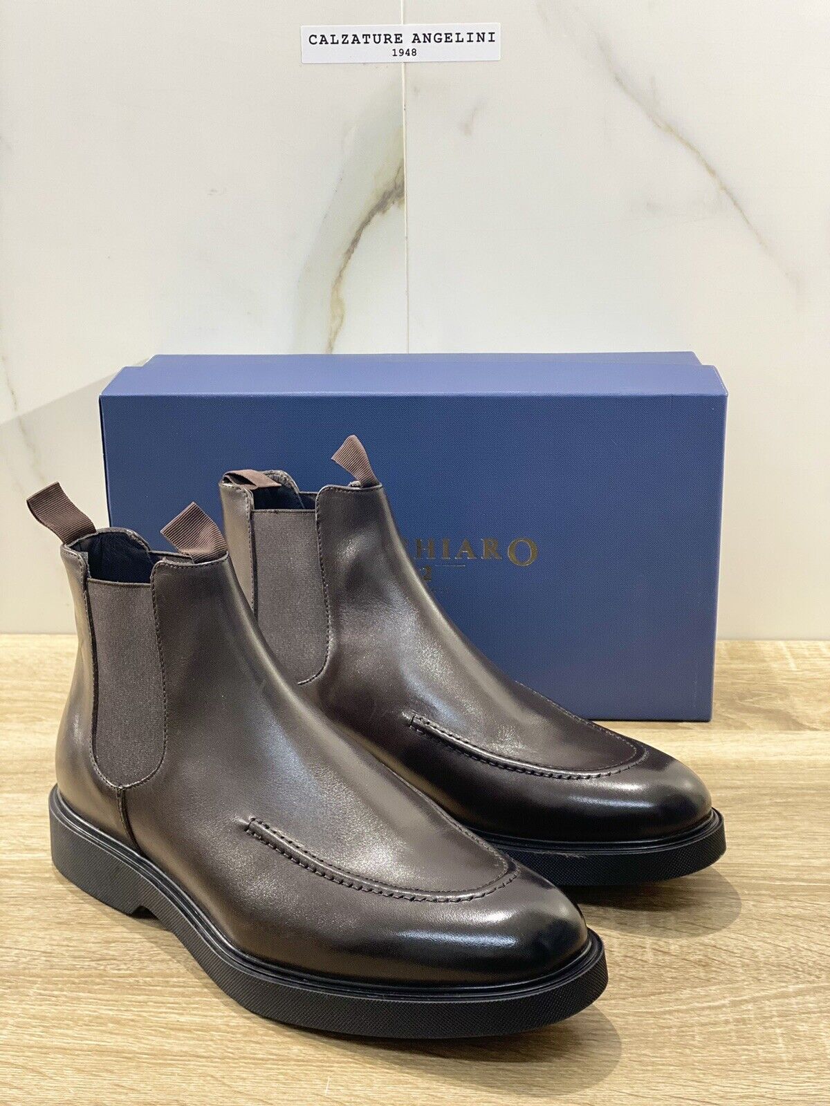 Marechiaro 1962 chelsea boot uomo marrone pelle fondo gomma casual shoes 44