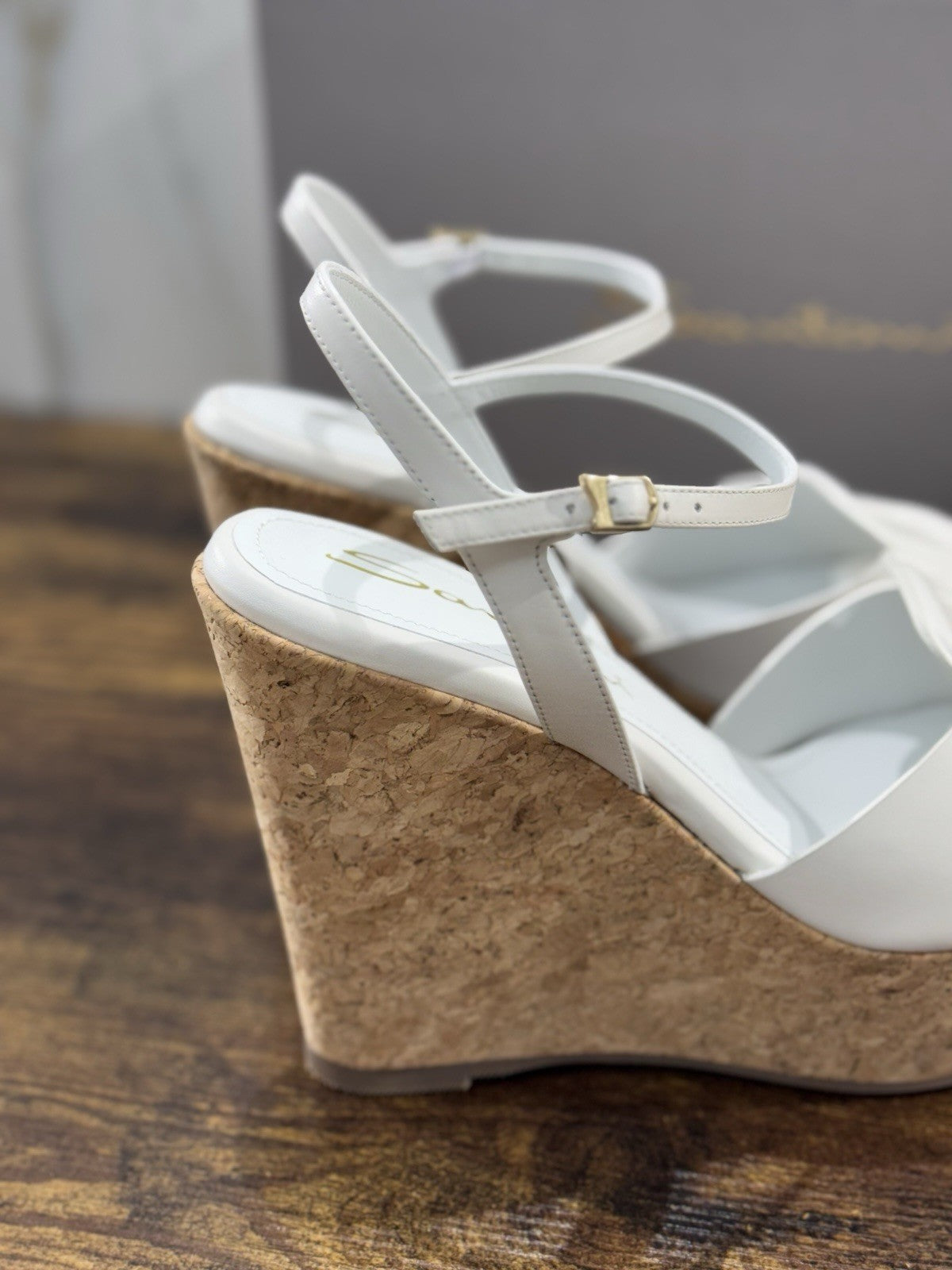 Santoni Sandalo Zeppa Vero Sughero Pelle Bianca   Luxury Santoni Scarpe Donna 38