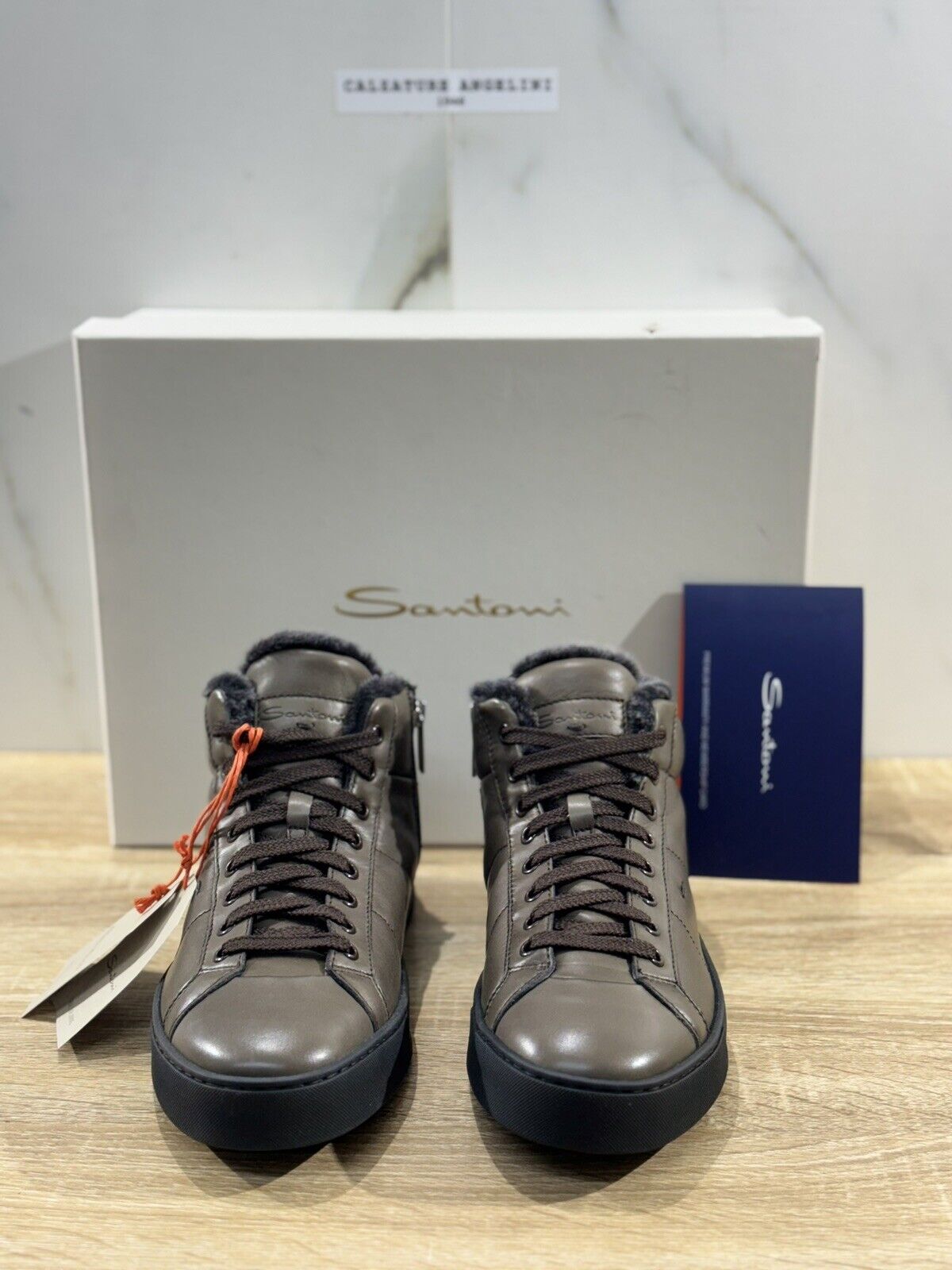 Santoni Sneaker    Pelle Grigia     Luxury Men Shoes Santoni  40