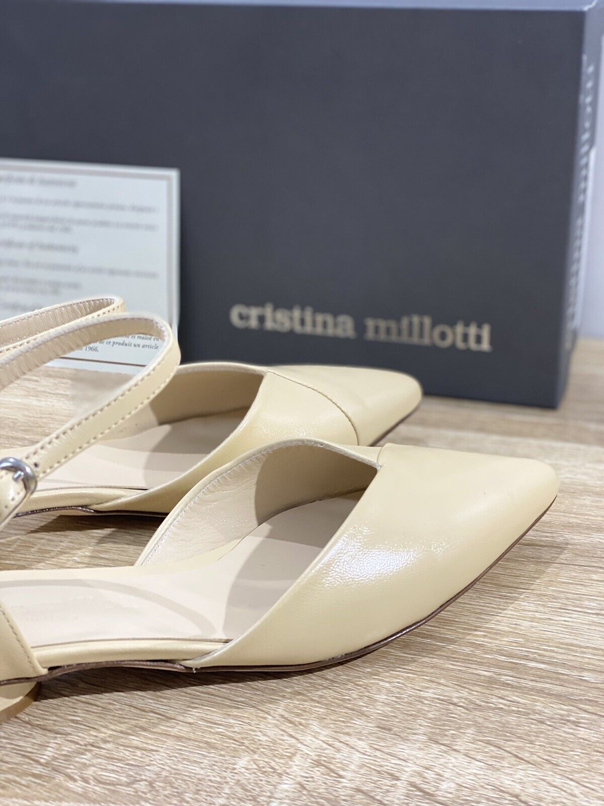 Cristina Millotti Ballerina Donna Pelle Soft Beige Luxury Handmade In Italy 39.5