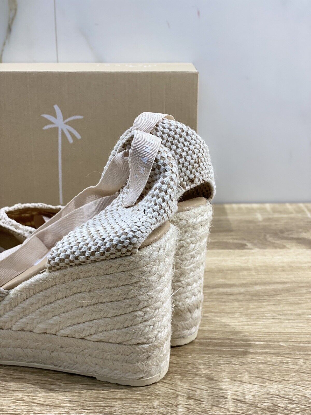 Manebi’ Sandalo Donna Espadrilles Zeppa Intreccio Bianca 41