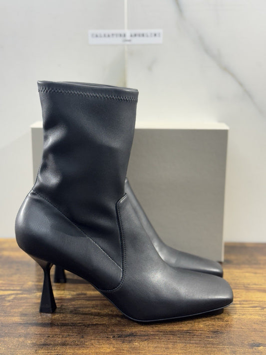 Sergio Levantesi Stivaletto  Pelle NeroCon Tacco   Luxury Made In Italy Donna 41