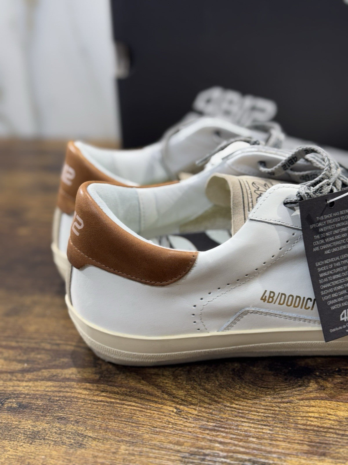 4B12 Sneaker Suprime  Pelle Bianco Beige  Casual Uomo 42