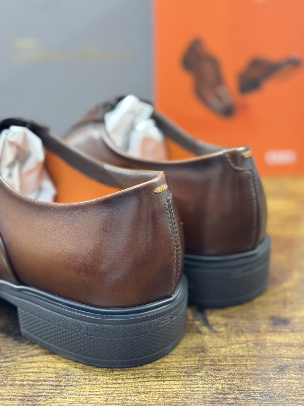 Santoni Stringata Oxford Easy On Pelle Marrone Luxury Santoni Scarpa Uomo 43