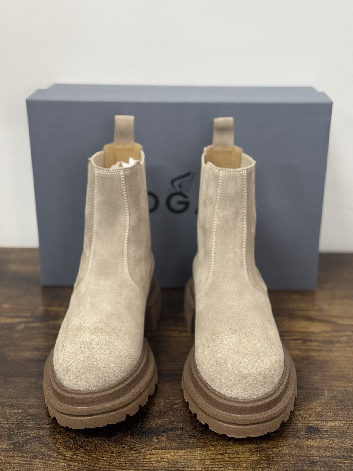 Hogan H674 Chelsea  Boot Pelle Suede Beige  Extra Light Memory Foam Donna 36.5