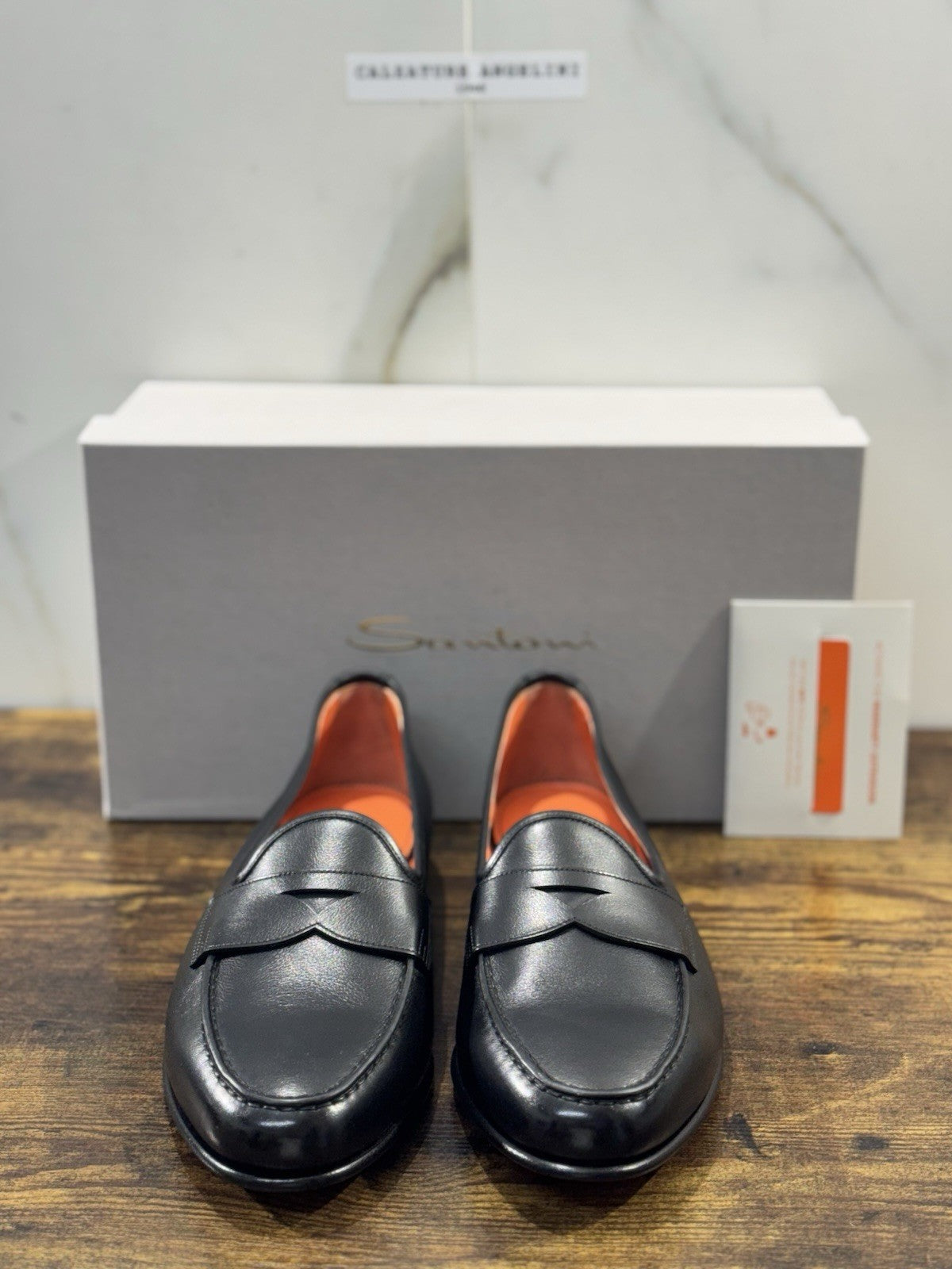 Santoni Mocassino Belgian  Pelle Nero Luxury Santoni Scarpa Uomo 43.5