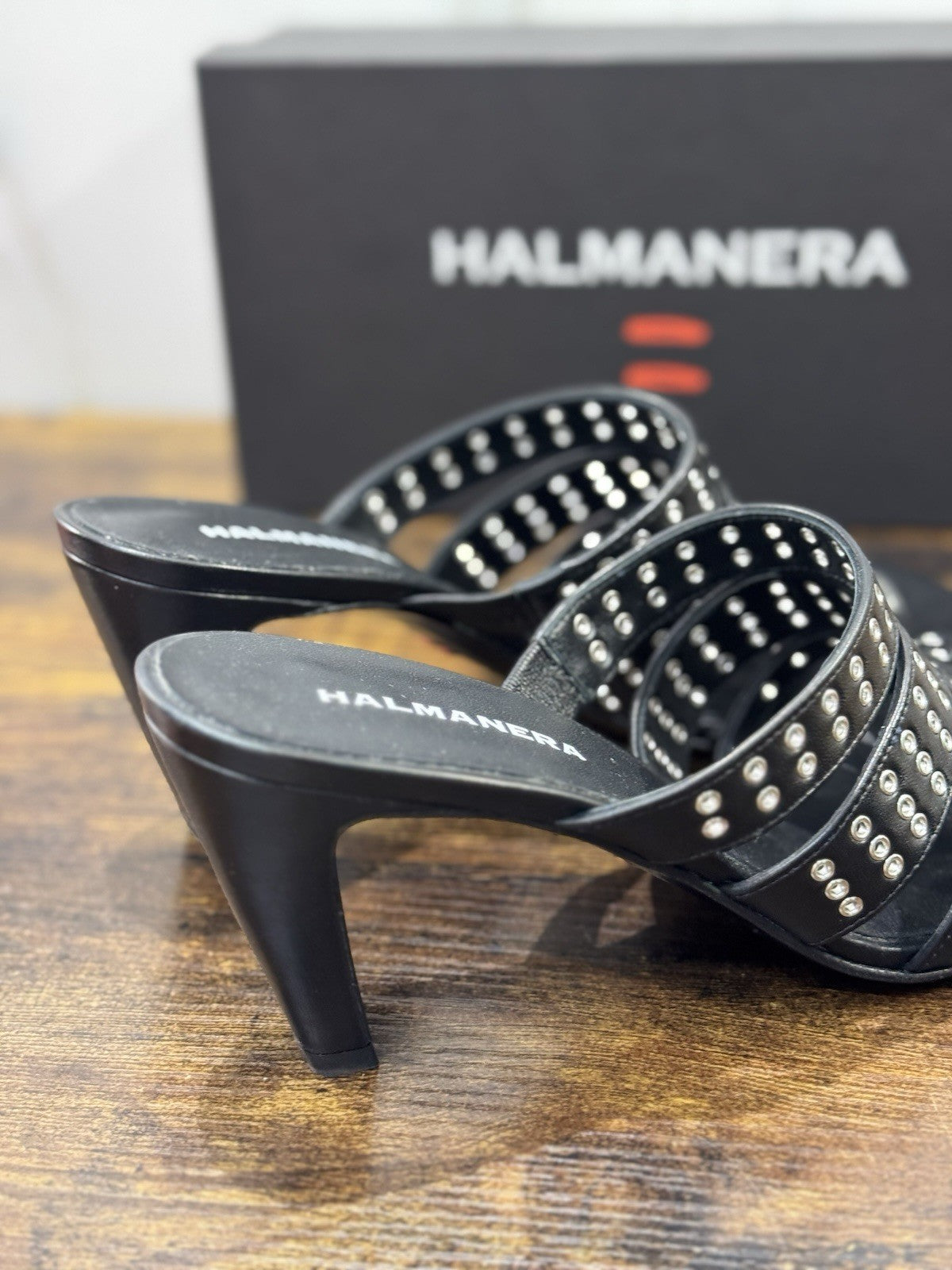 Halmanera Sandalo Pelle Nero  Con Tacco Top Quality Donna 41