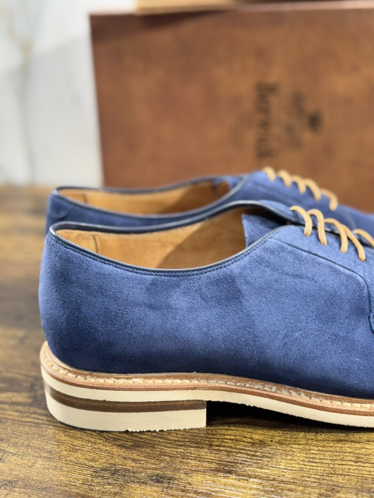 Berwick 1707 Derby Uomo Suede Blu Fondo Vibram Casual Men Shoe 42.5