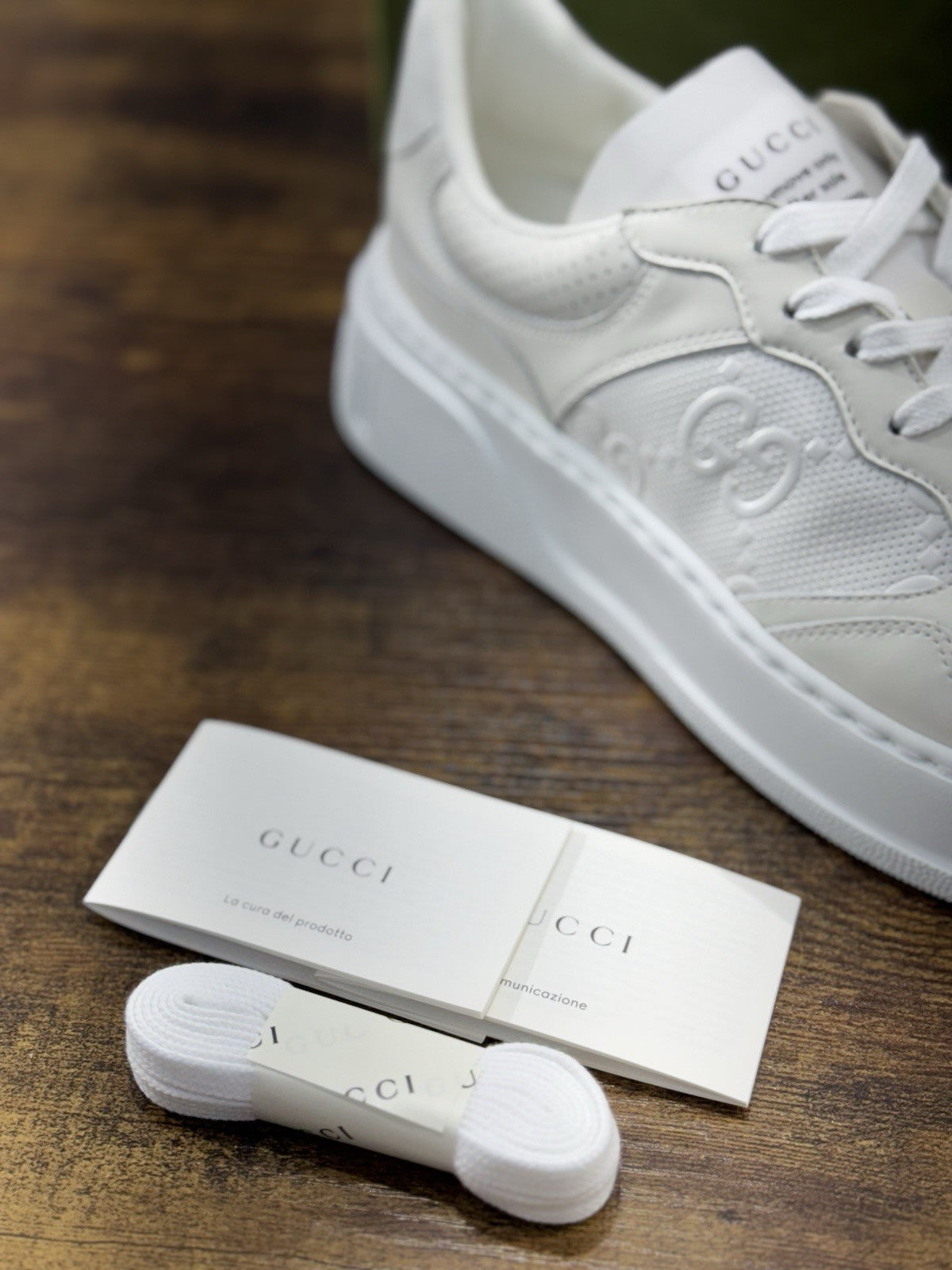 Gucci Sneaker GG Pelle Bianca Icon Gucci Uomo 43.5