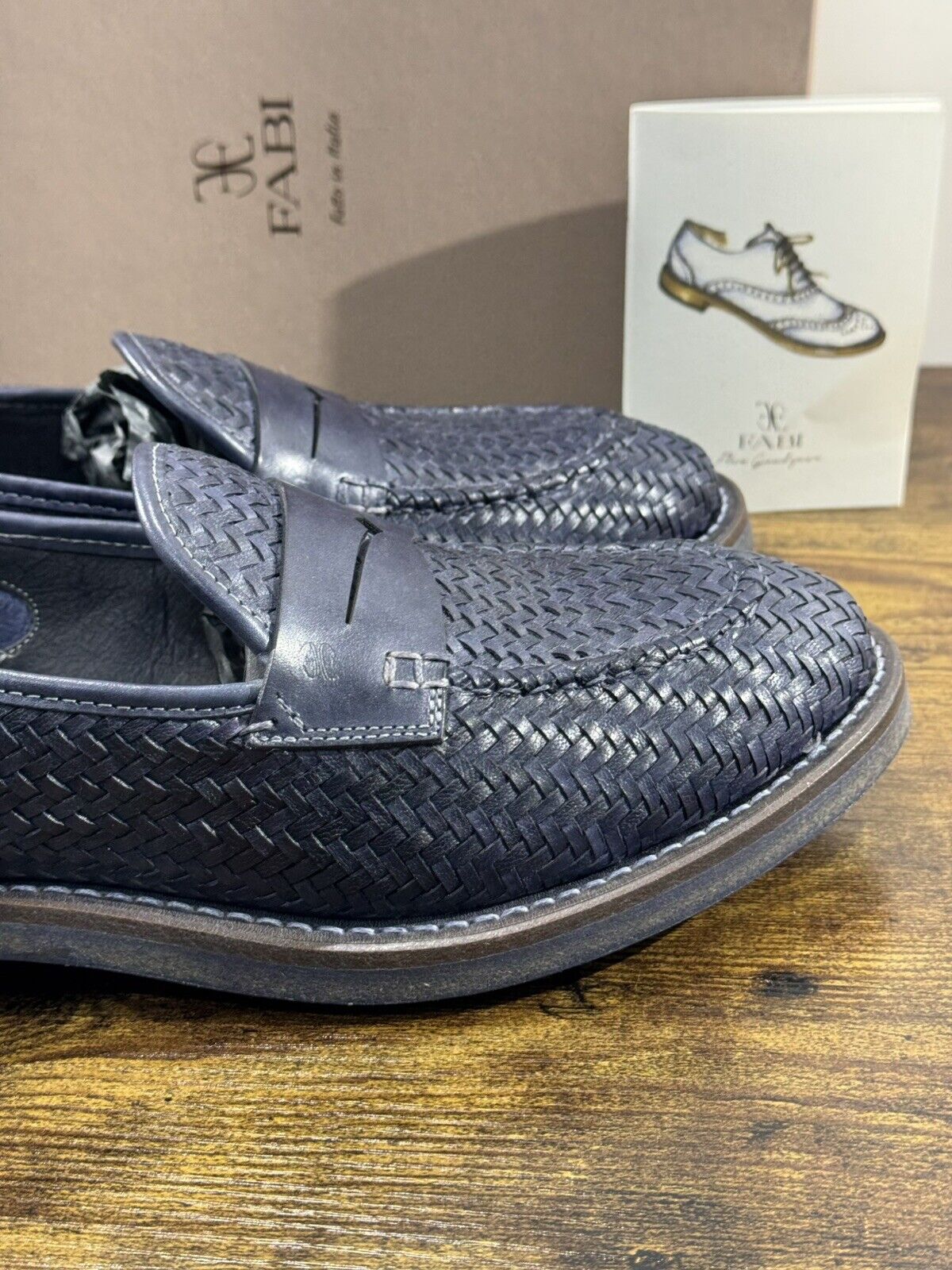 Fabi Mocassino  Uomo Pelle Blu   Goodyear  Handmade Fabi Handmade Loafer 41