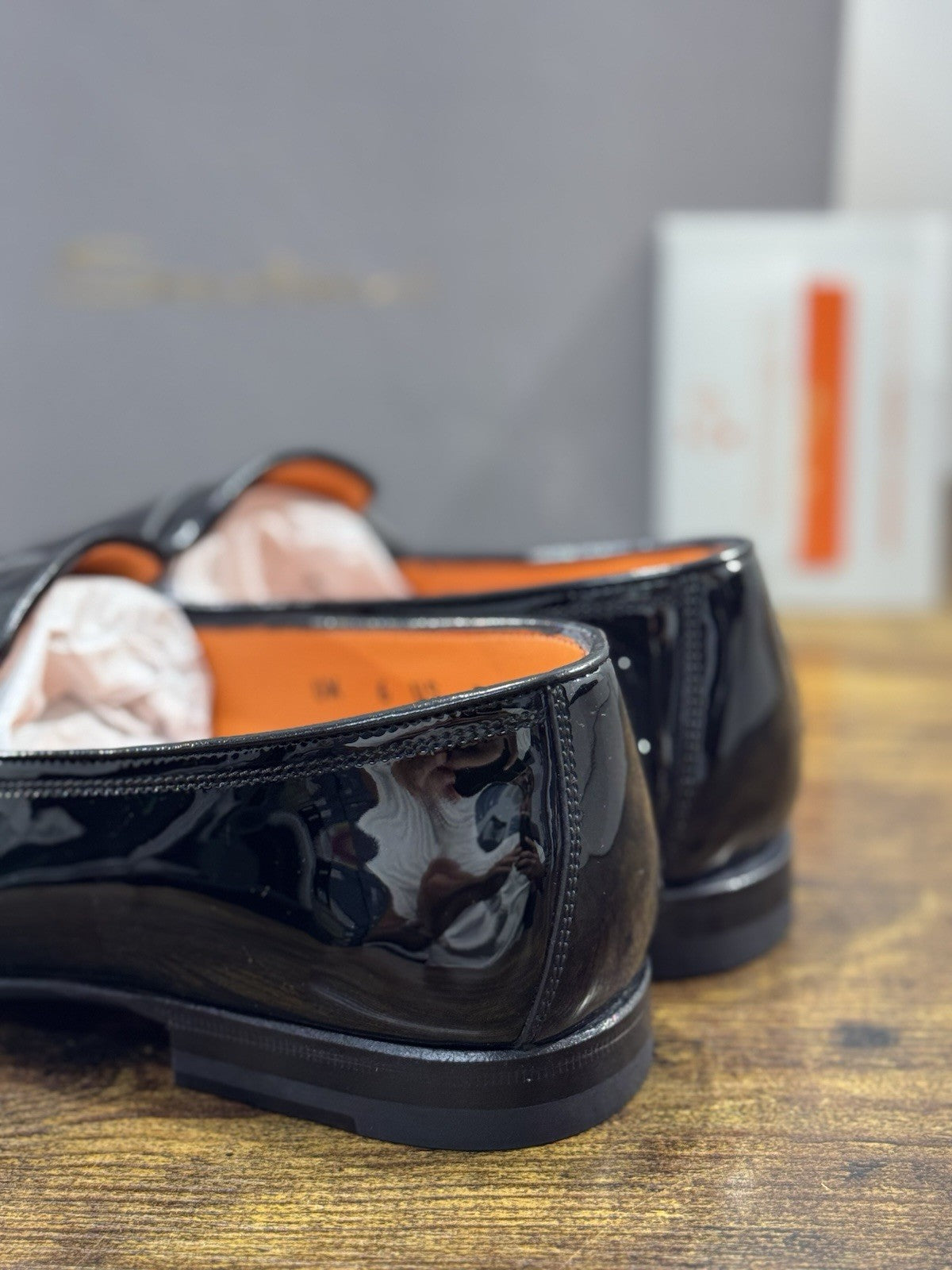 Santoni Doppia Fibbia Vernice Nero   Luxury Santoni Scarpa Uomo 40
