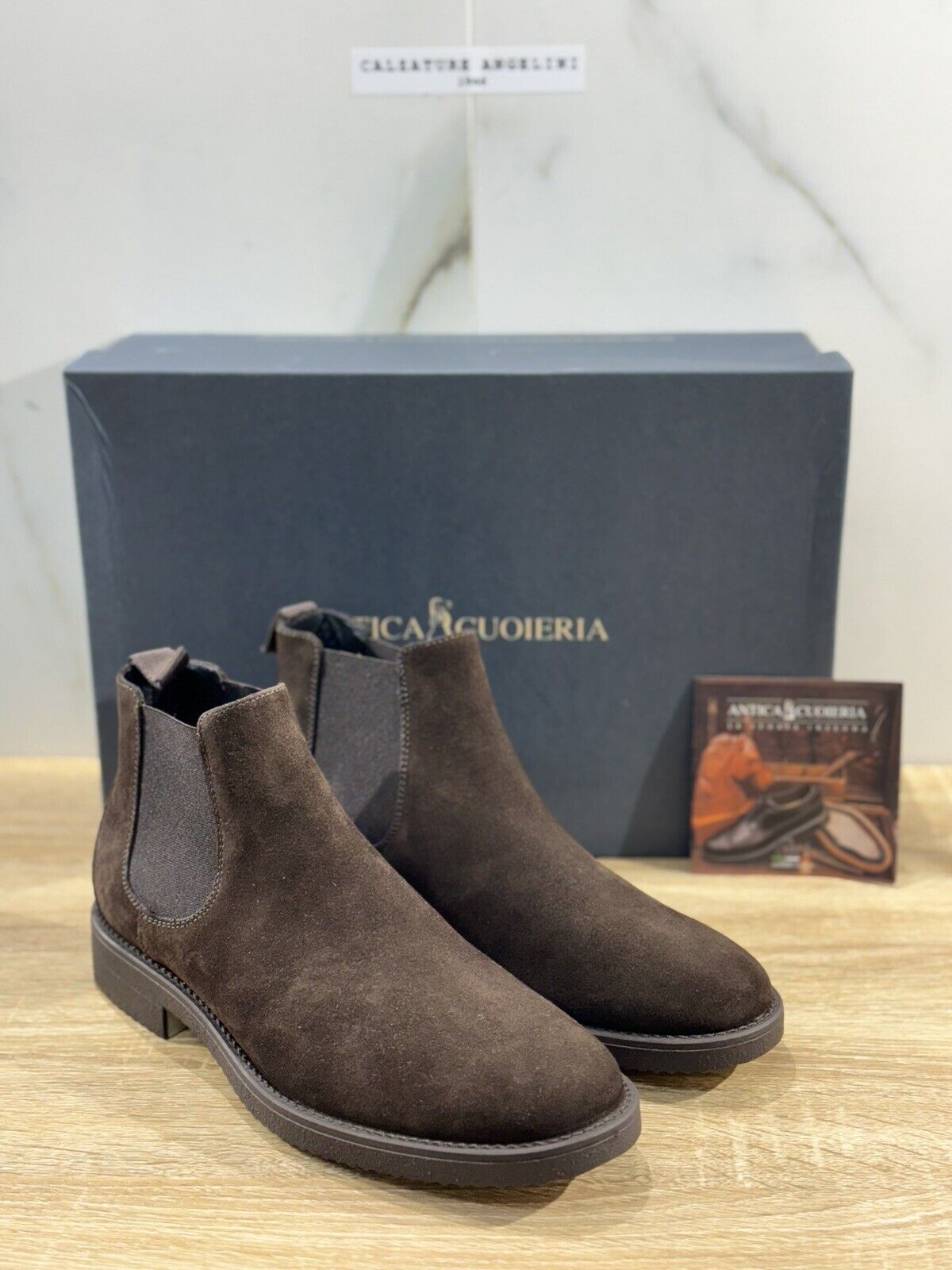 Antica Cuoieria Chelsea Boot Uomo Suede Testa Moro  Made in Italy 41