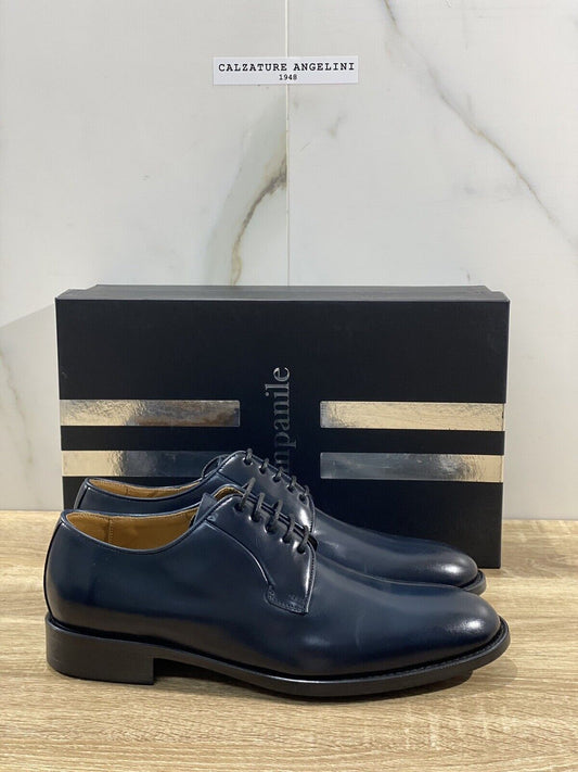 Campanile Derby Uomo T2637S Pelle Blu Luxury Campanile Derby Shoes 40.5