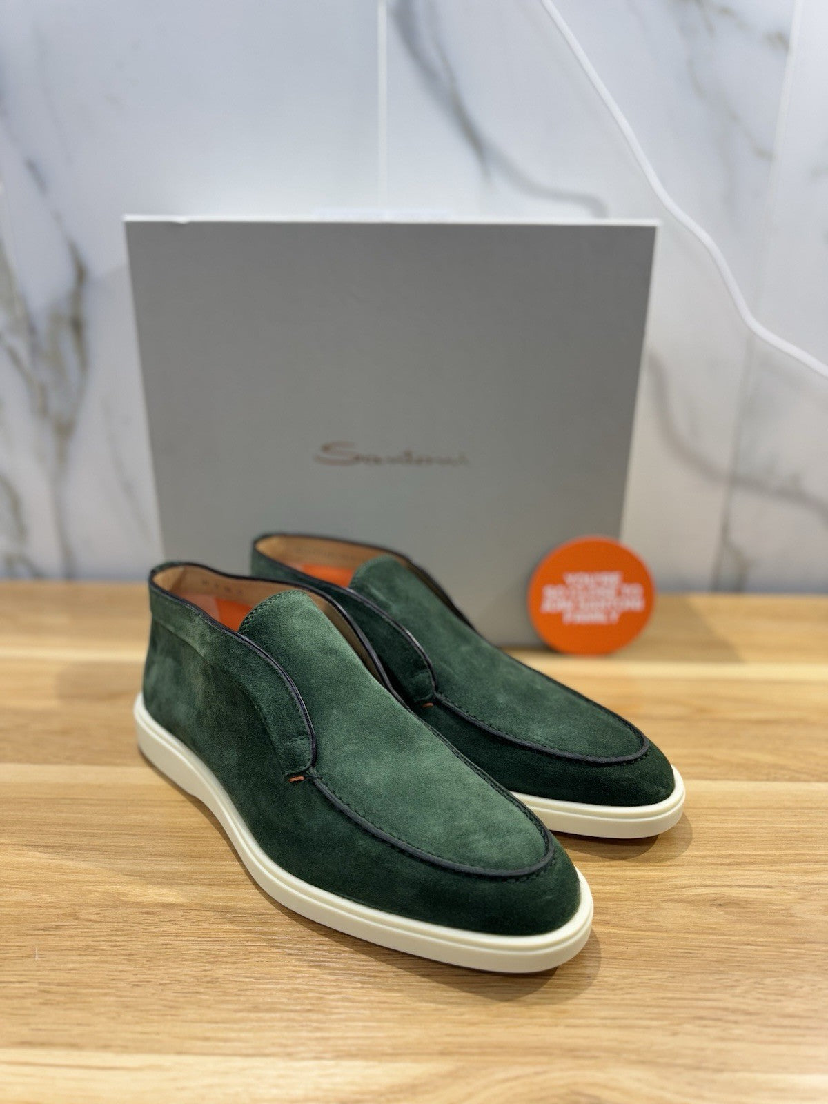 Santoni Polacchino  Summer Walk Suede Verdone Luxury Santoni Scarpe Uomo 40.5