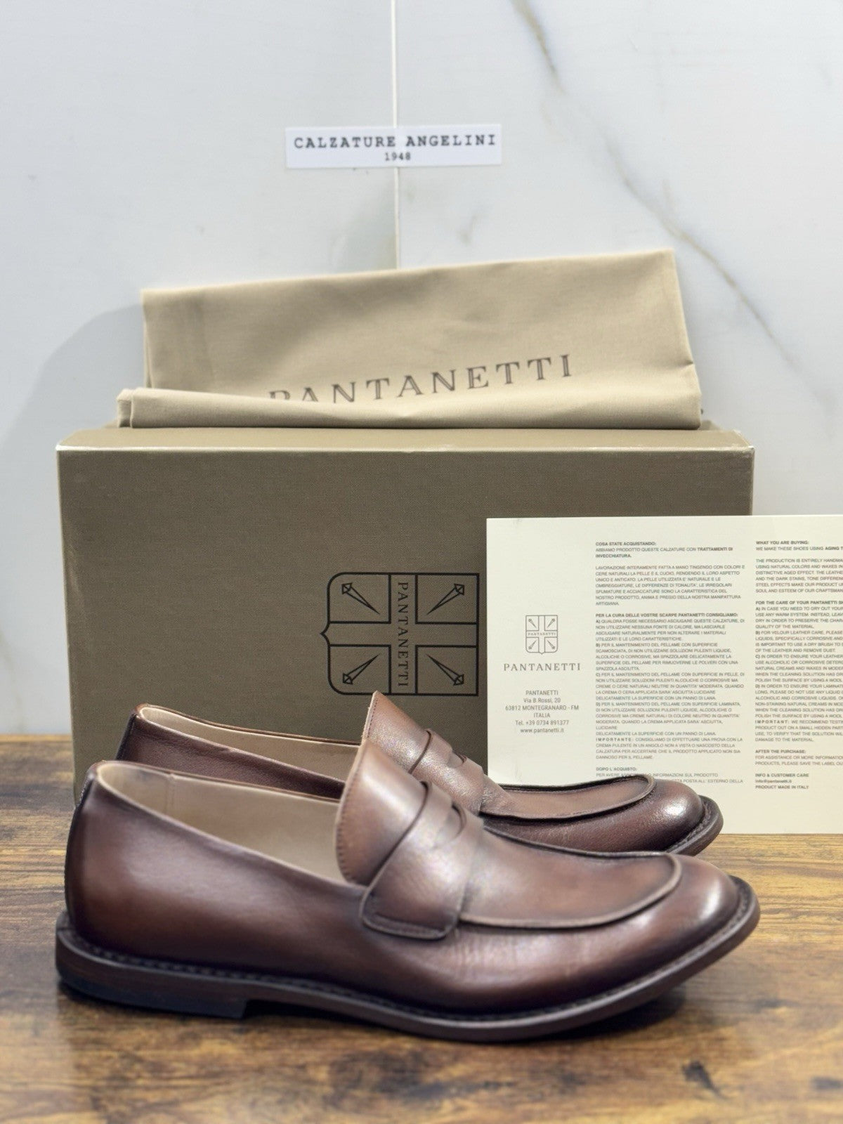 Pantanetti Mocassino Pelle Mandorla Fondo Cuoio Handmade In Italy Uomo 44