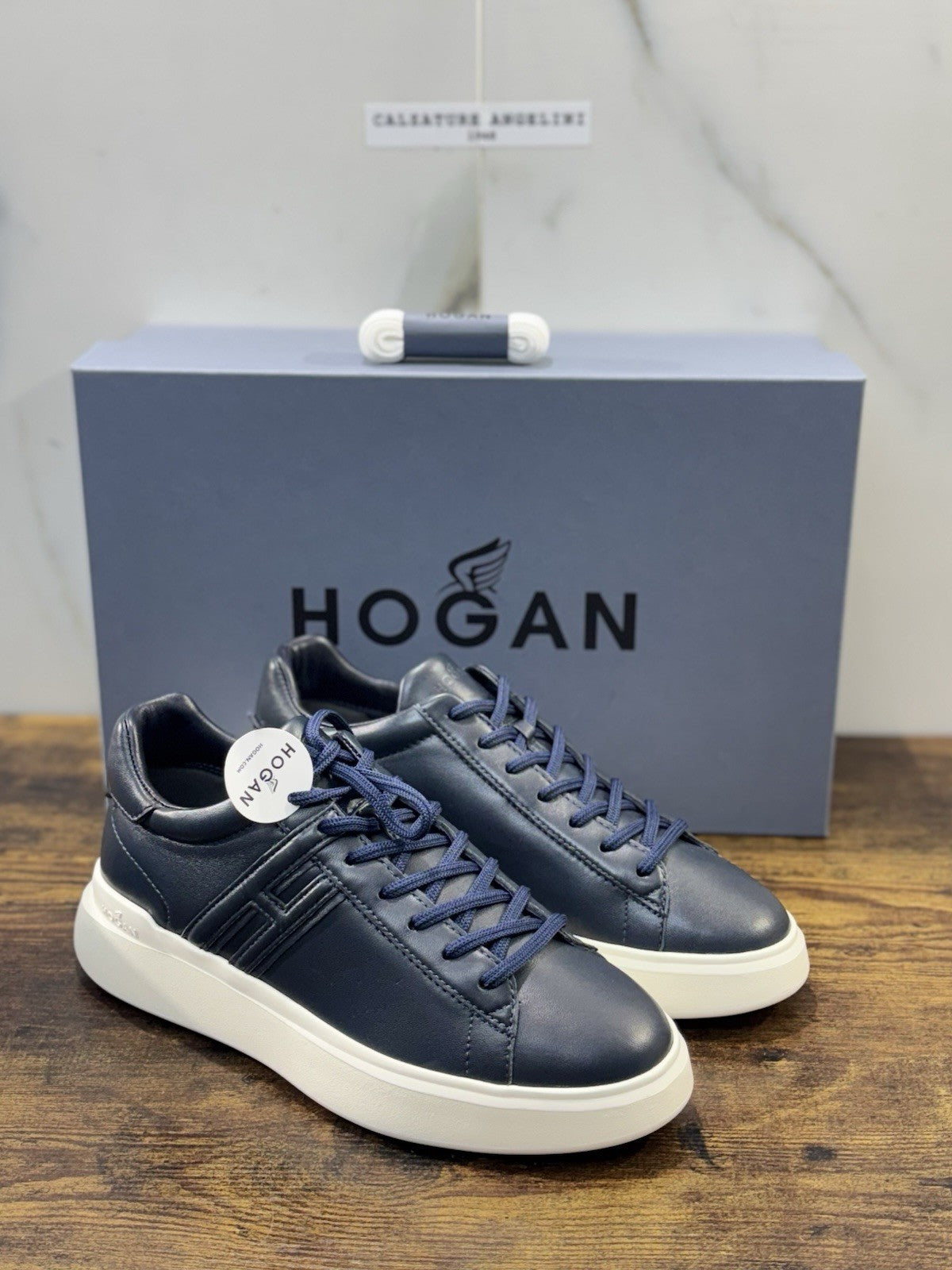 Hogan H580  sneaker Pelle Blu   memory foam Luxury HoganShoes Uomo 43