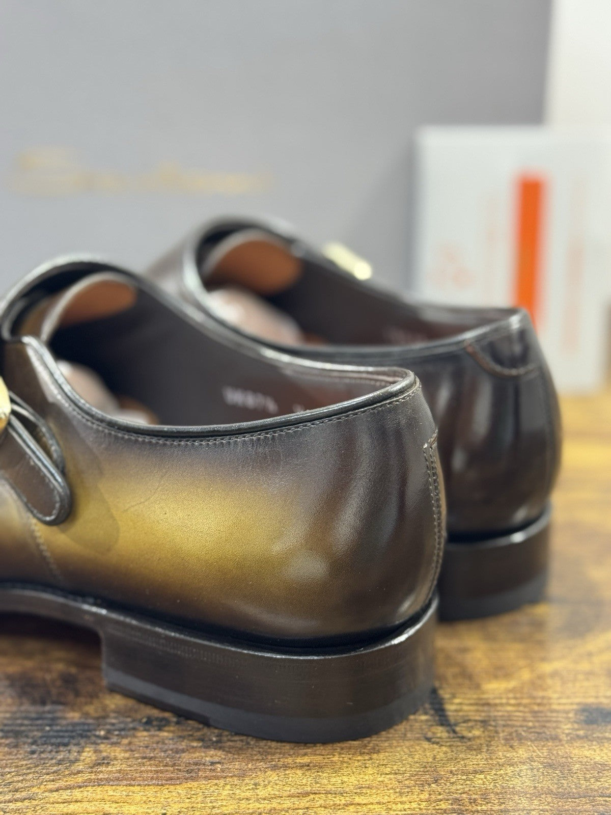 Santoni Doppia Fibbia Pelle Verde Goodyear Luxury Santoni Scarpa Uomo 41.5