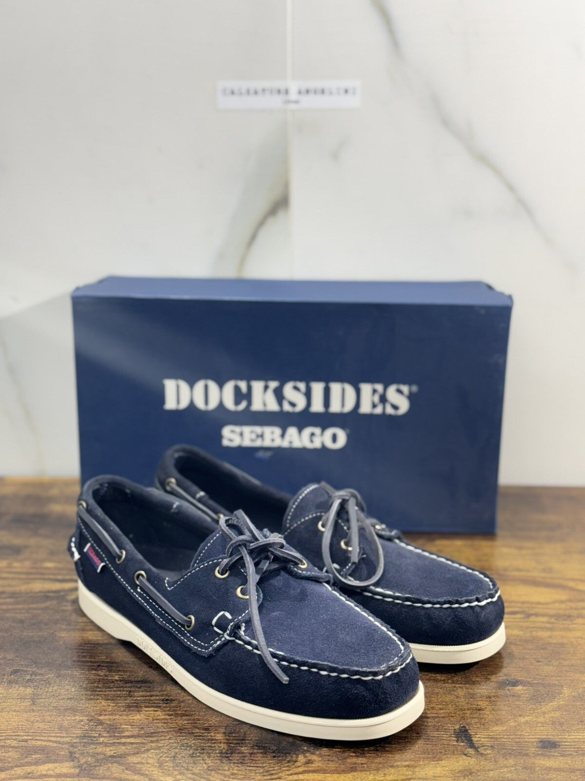 Sebago Docksides Portland Suede Blu   Scarpa Da Barca Uomo Sebago 46.5