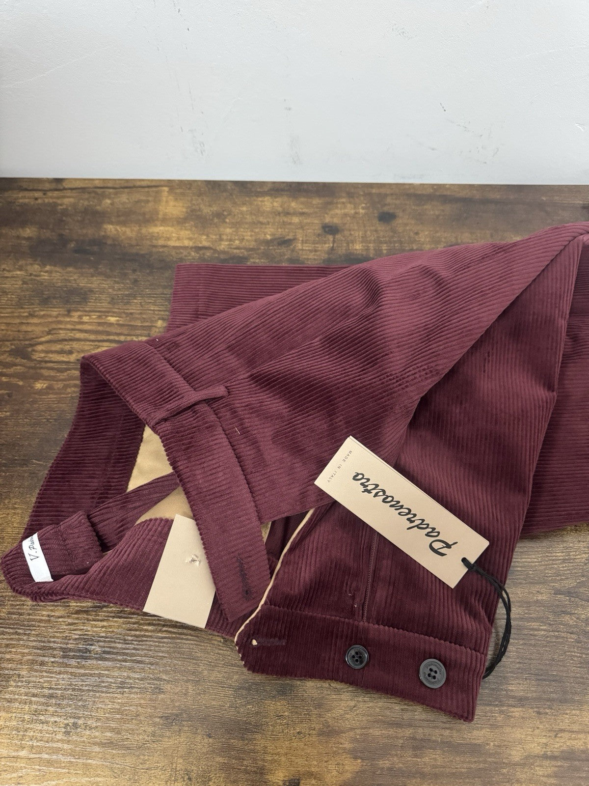 Padrenostro Pantalone In Velluto Cotone 100% Made In Italy Jason Uomo 36