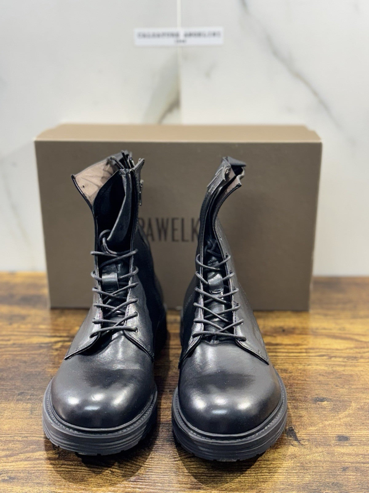 Pawelk’s Anfibio  Uomo Pelle Nera Hand  Made St Moritz Fondo Made  In Italy 42