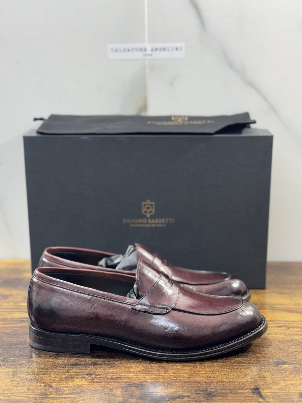 Silvano Sassetti Mocassino  Pelle Bordo’  Luxury Handmade Donna 40