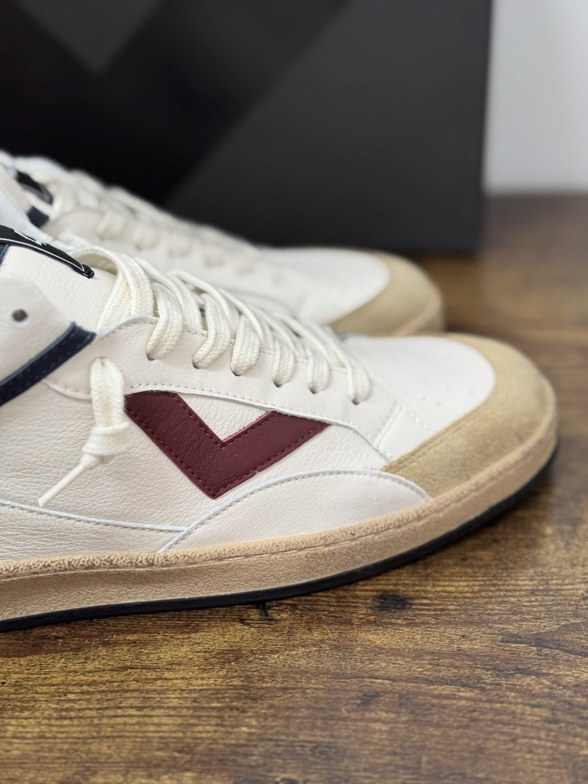 4B12 Sneaker Play New   Pelle Navy Beige Casual Uomo 43