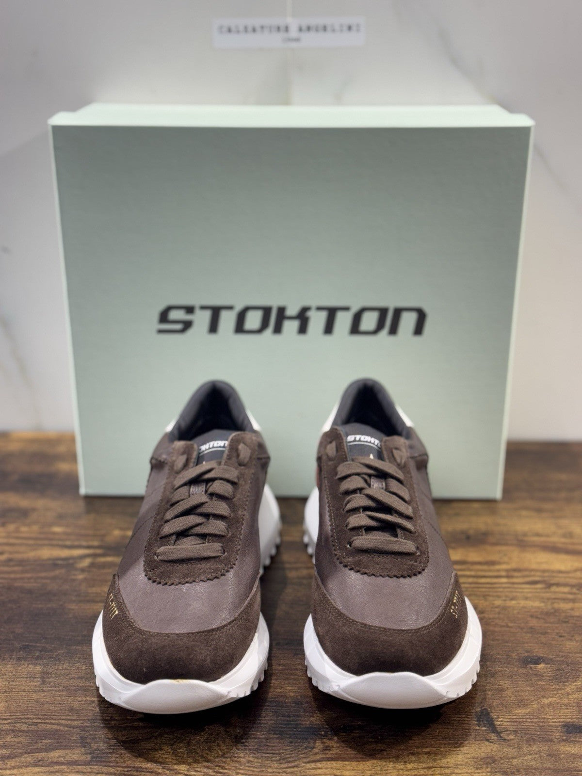 Stokton Sneaker Pelle Marrone   100% Made In Italy Uomo 44