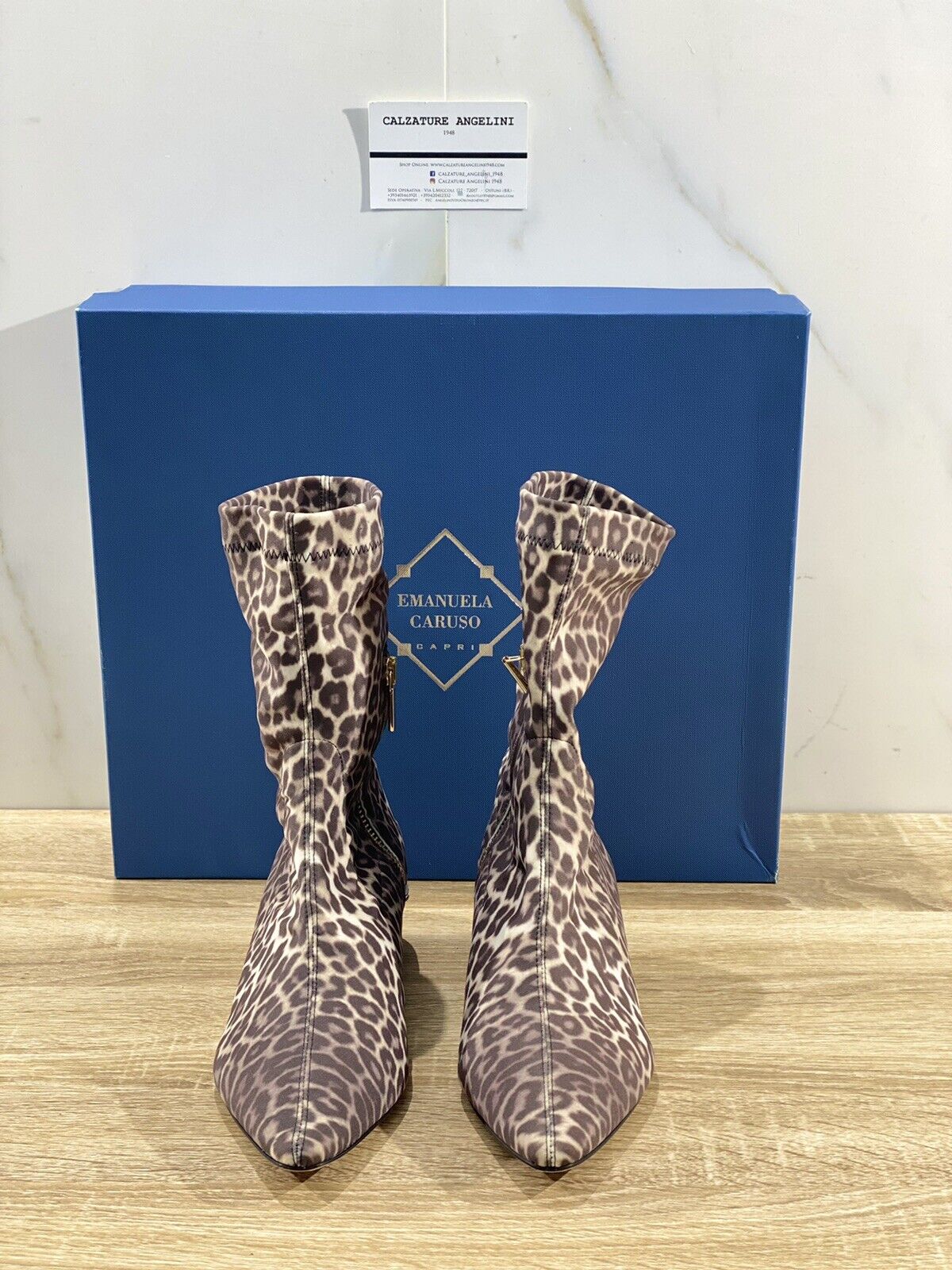 Emanuela Caruso Capri Stivaletto In Lycra Leopardato Luxury Boot 36