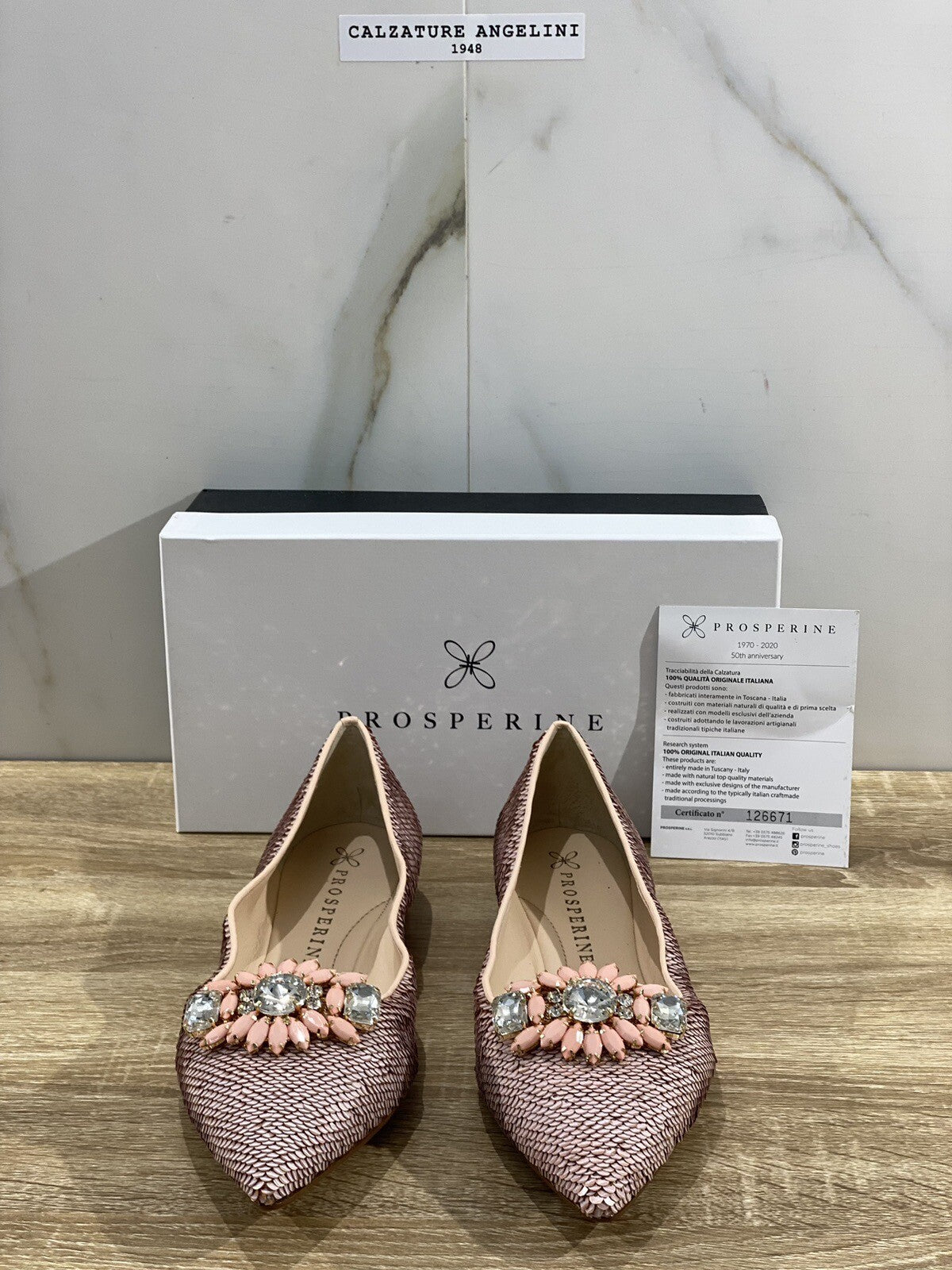 Prosperine Donna  Ballerina Lavorazione Sacchetto Rosa Paiettes 37.5