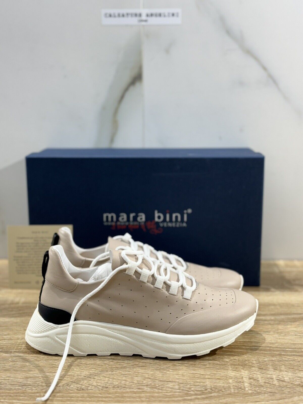 Mara Bini Sneaker Donna Pelle Beige   Extra Light Handmade 40