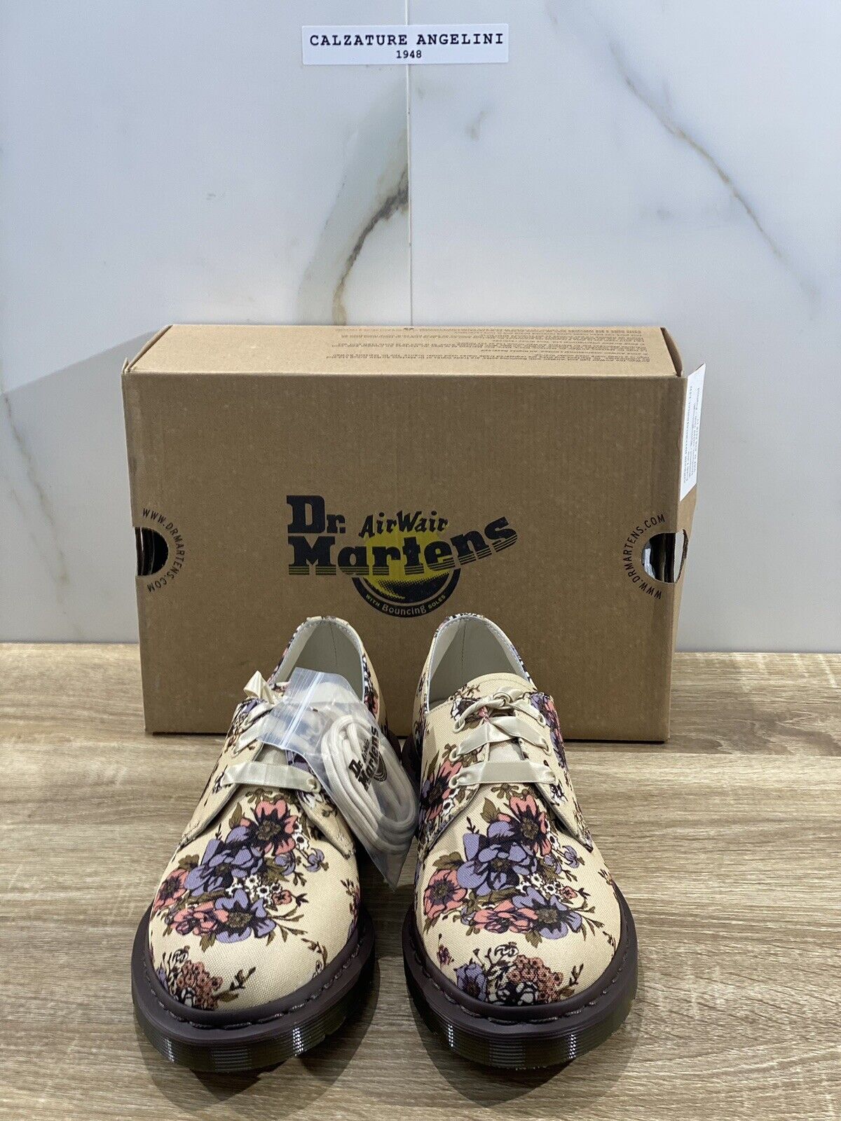 Dr Martens Lester beige floral canvas scarpa Donna original 40