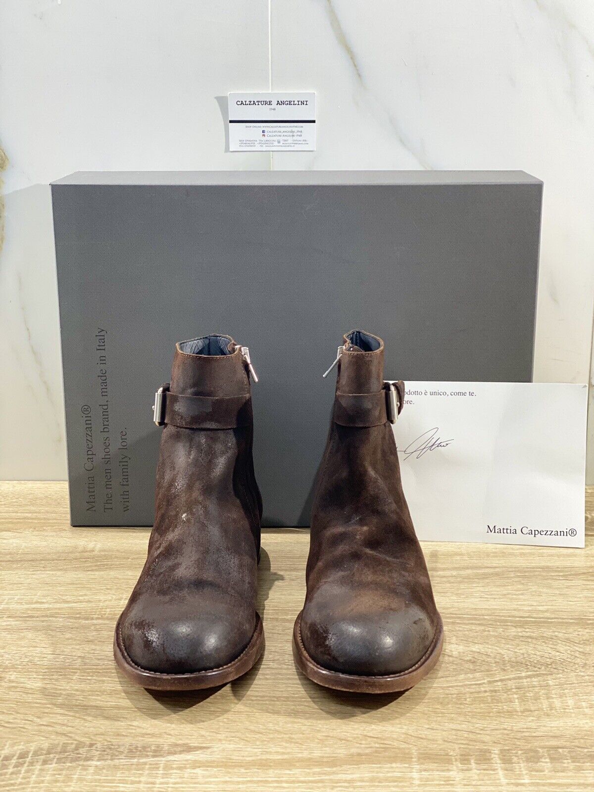 Mattia Capezzani Beatle Uomo 1930  In Crosta  Caffè  Luxury Handmade Boot 44