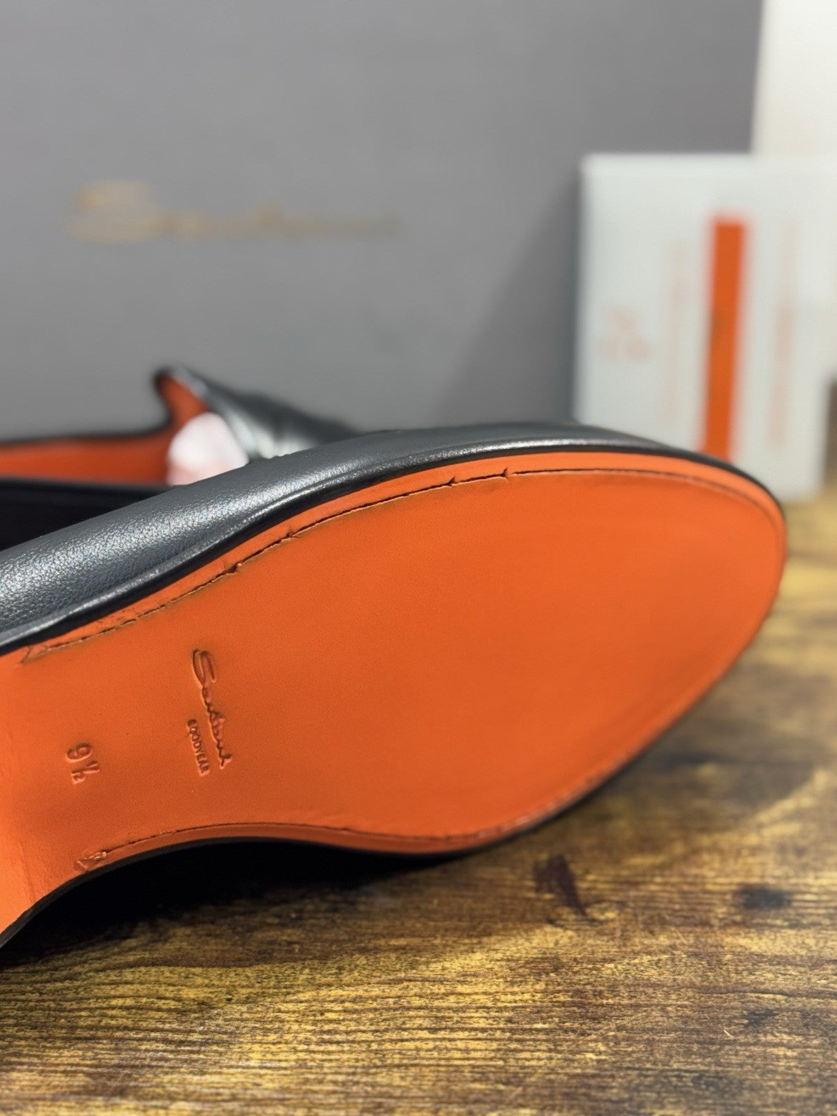 Santoni Mocassino Belgian  Pelle Nero Luxury Santoni Scarpa Uomo 43.5