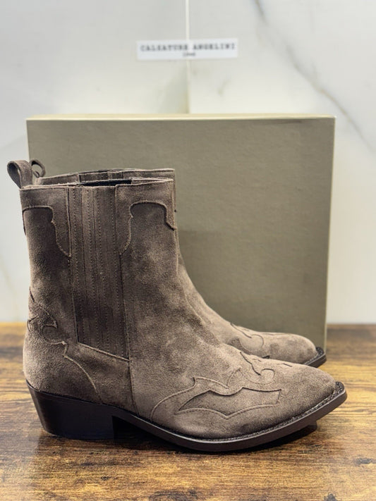 Duccio Del Duca Stivaletto Pelle Suede Espresso Texano  Made In Italy Donna 40