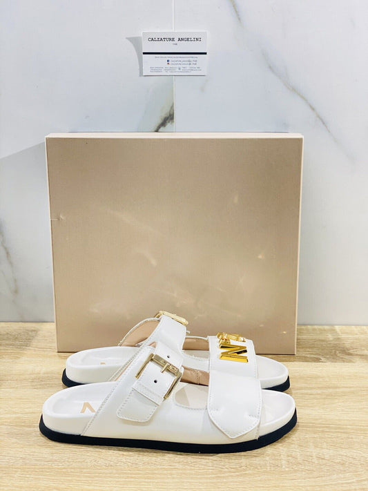 N 21 Sandalo donna in pelle Soft White Logo  luxury woman sandal 38