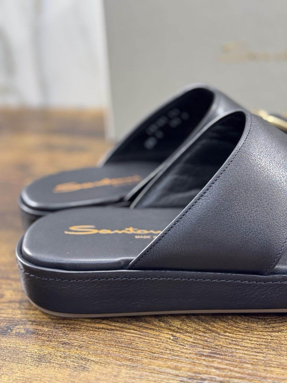 Santoni Arab Sandal Pelle Nero Luxury Santoni Sandali Uomo 42